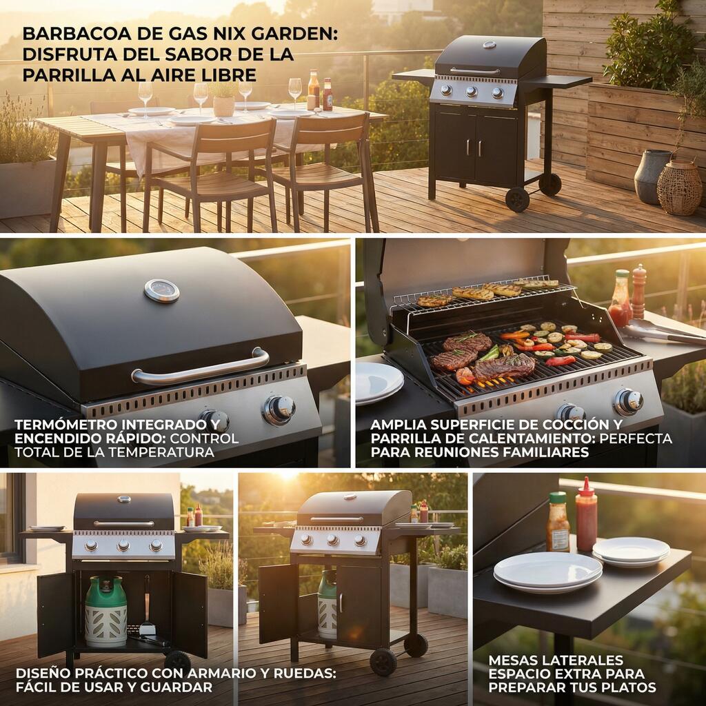 Barbecue à gaz 3 feux pour jardin et terrasse 3/7