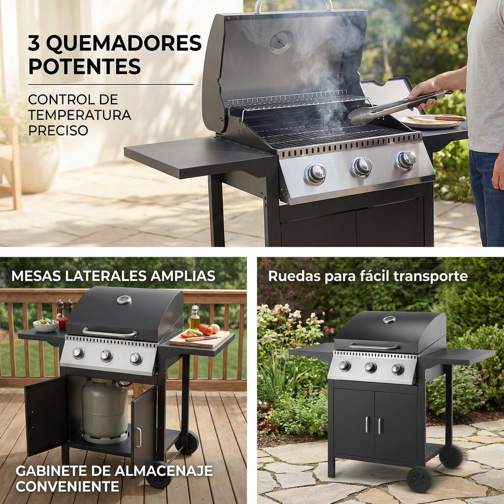 Barbecue à gaz 3 feux pour jardin et terrasse 2/7