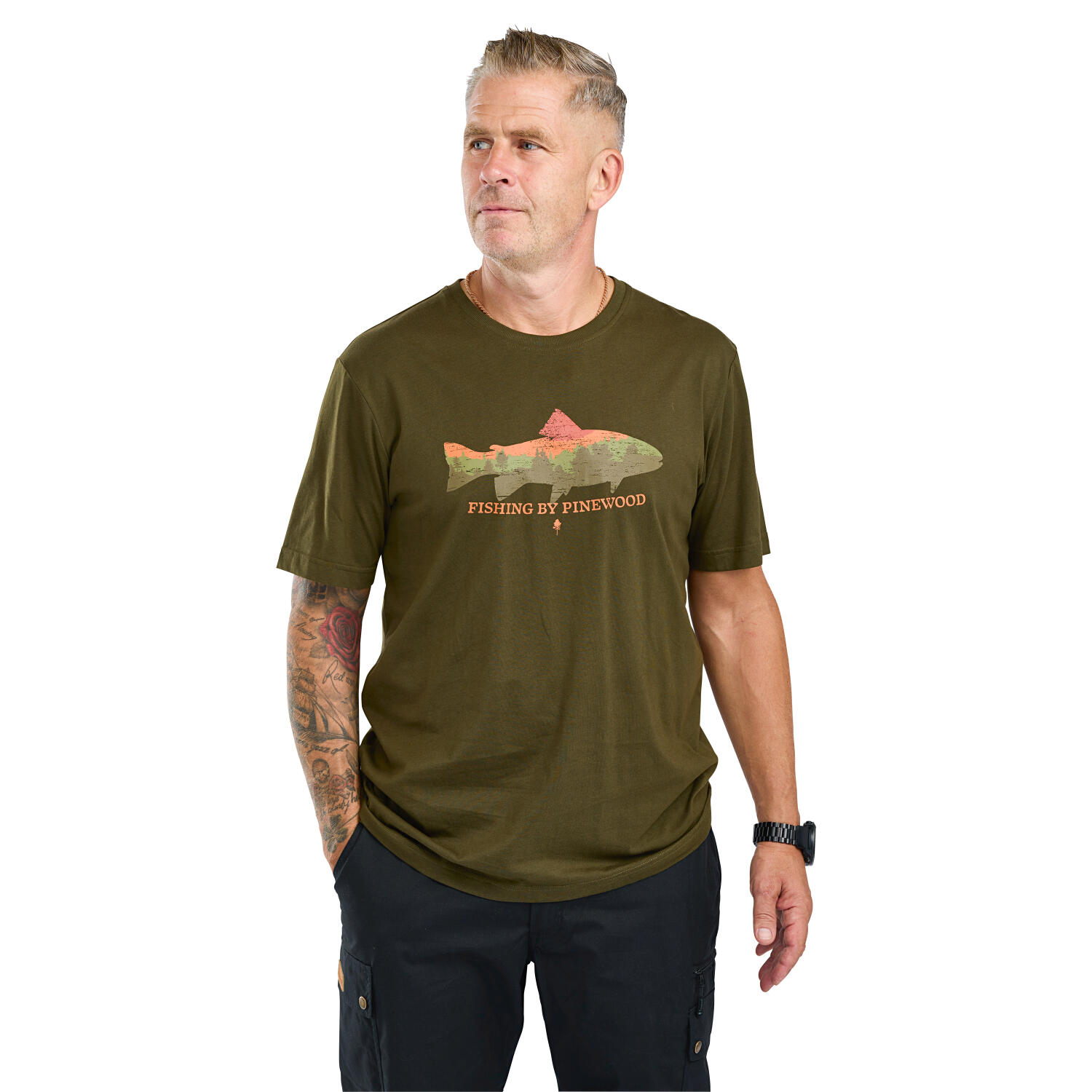Pinewood Fish T-Shirt Herren (Green) Größe L 2/3