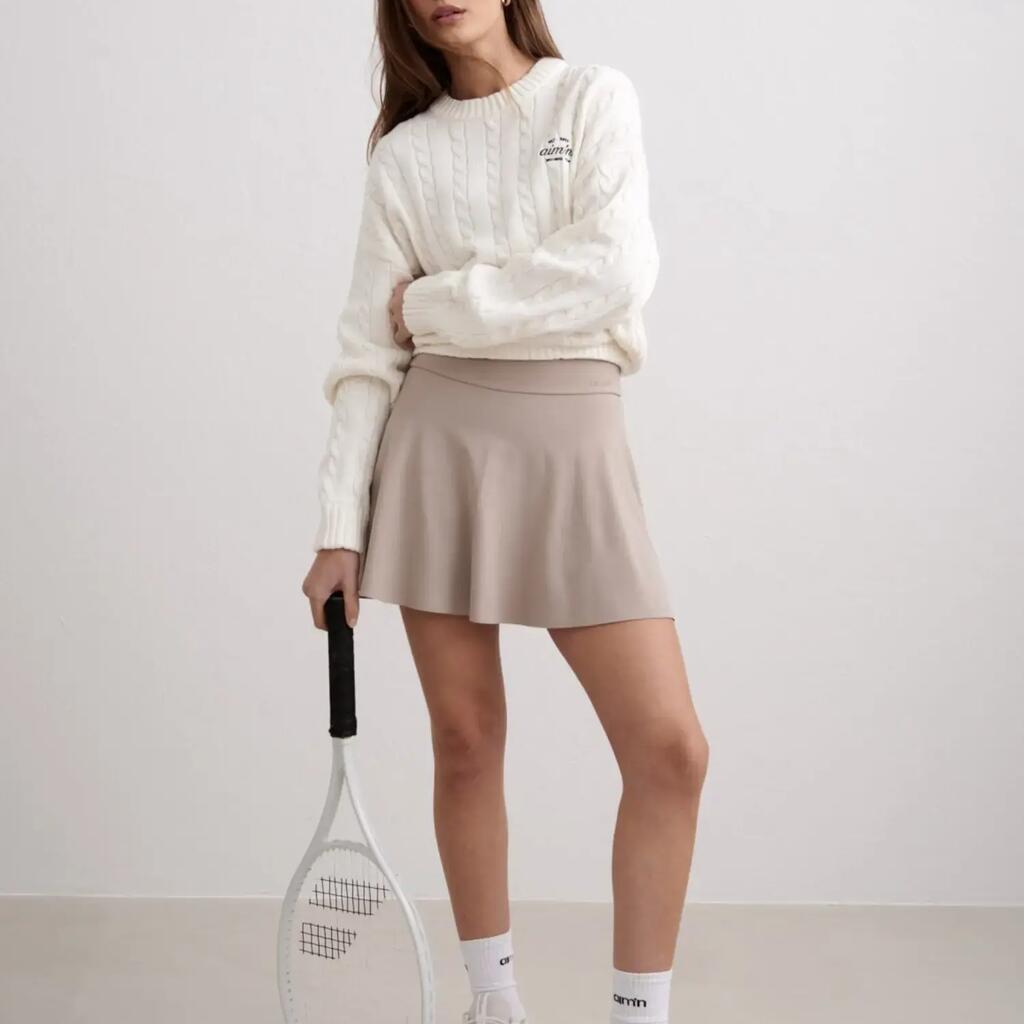 Women's Skort High-Waisted Inner Shorts Moisture-Wicking Sense Dark Clay