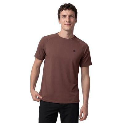 Heren katoenen wandel t-shirt met korte mouwen ordesa brown bruin