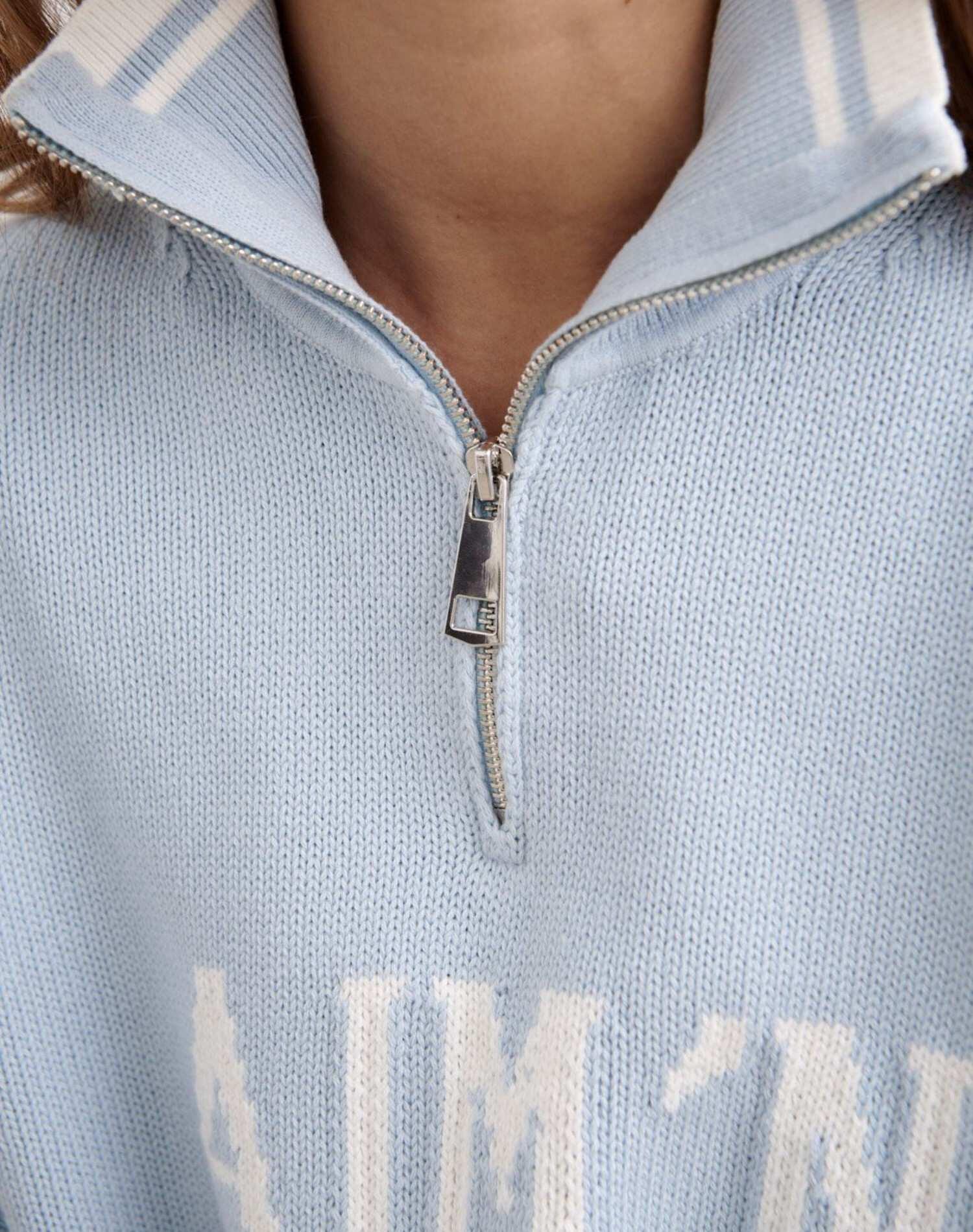 Jersey Mujer Punto Media Cremallera Cuello Alto College Aura Azul 5/7