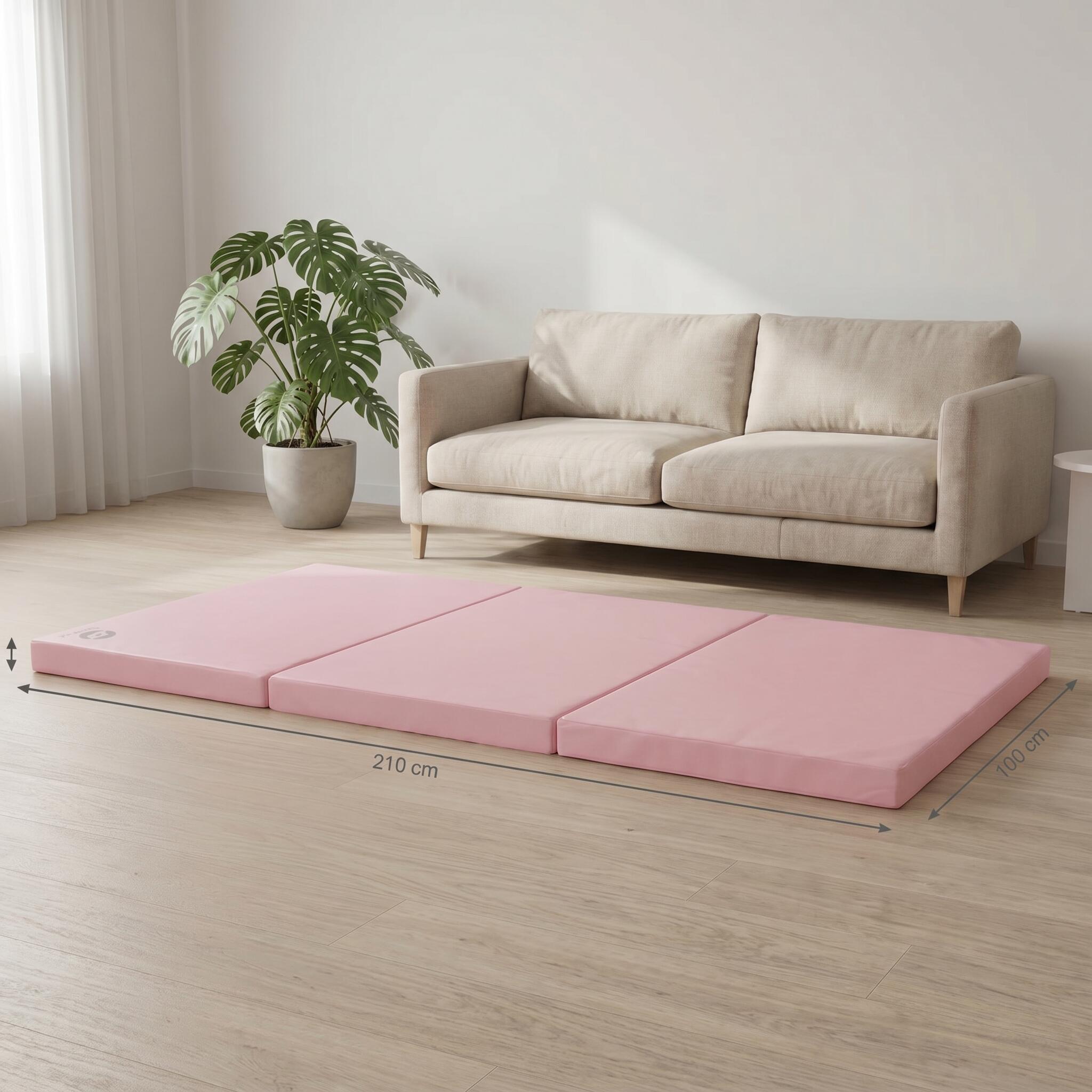 Tapete de ginástica 210 x 100 x 8 cm rosa/bege, tapete de espuma dobrável Jeflex 7/7