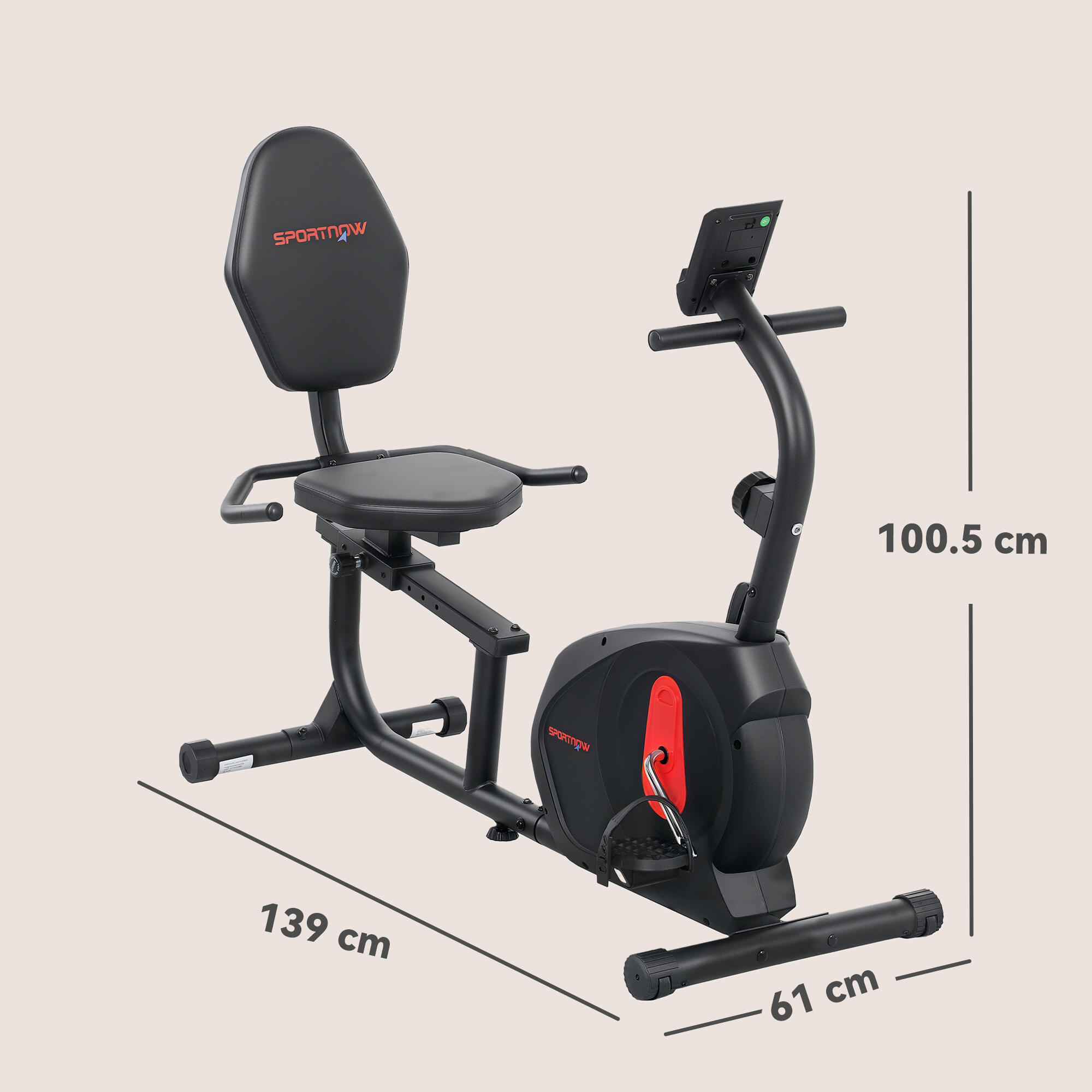 Bicicleta Estática SPORTNOW 139x61x100.5 cm Negro 3/5