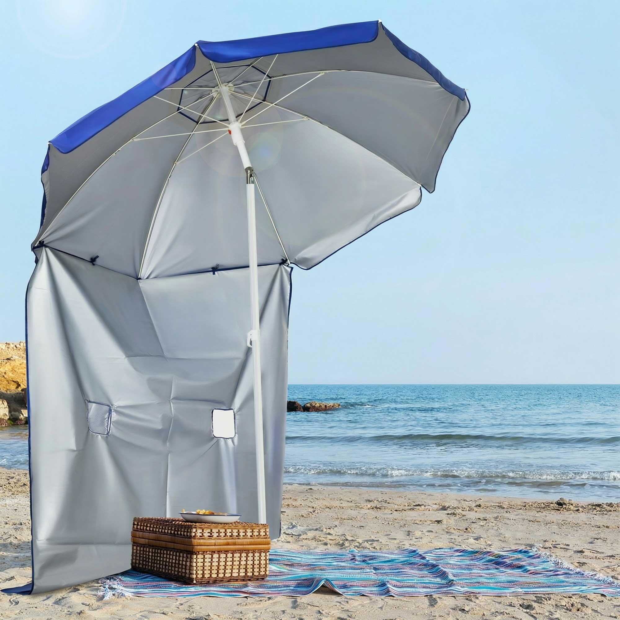Sombrilla de Playa Outsunny 191x191x211 cm Azul 2/7