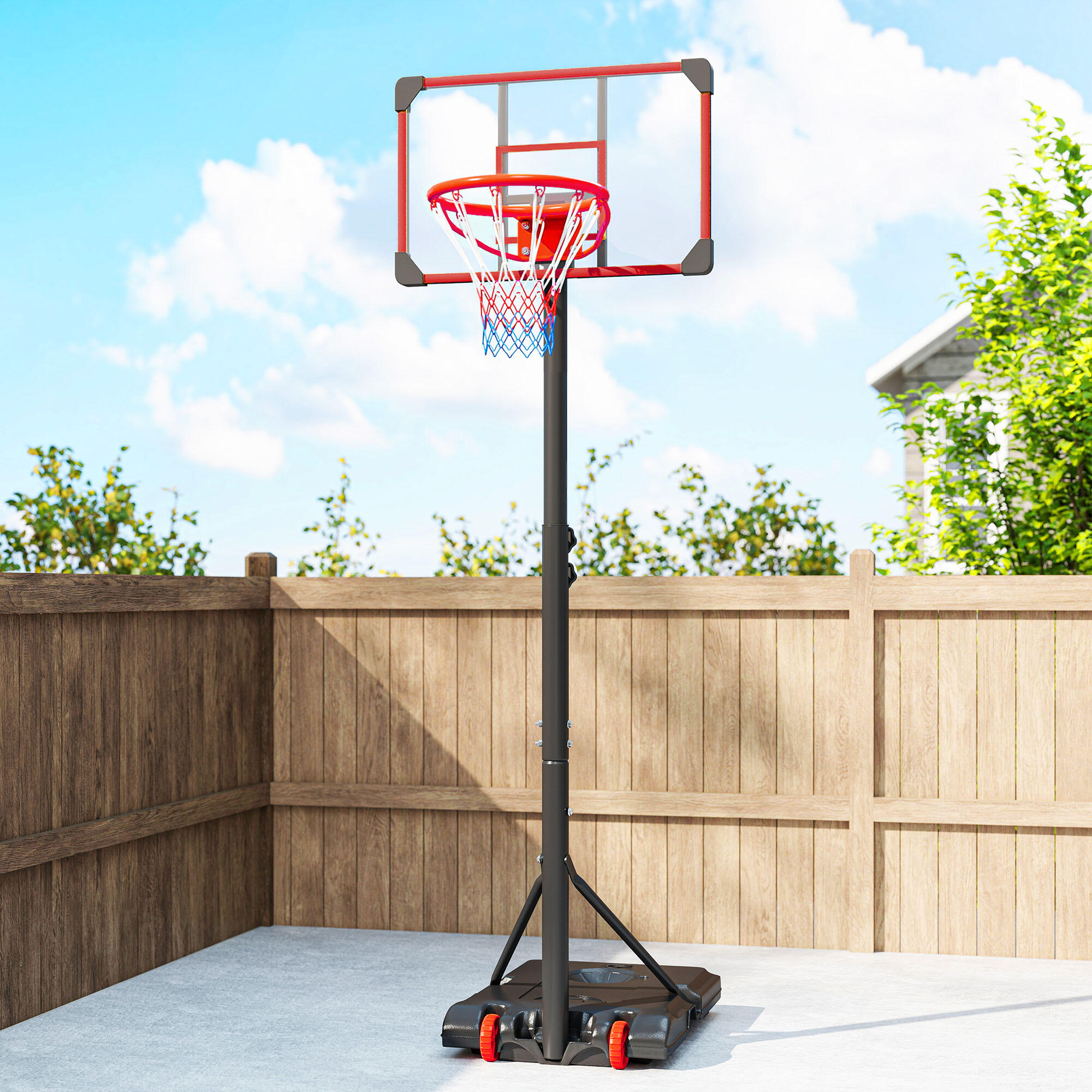 Tabela de basquetebol 75x56x210-240 cm preto e vermelho SPORTNOW 3/5