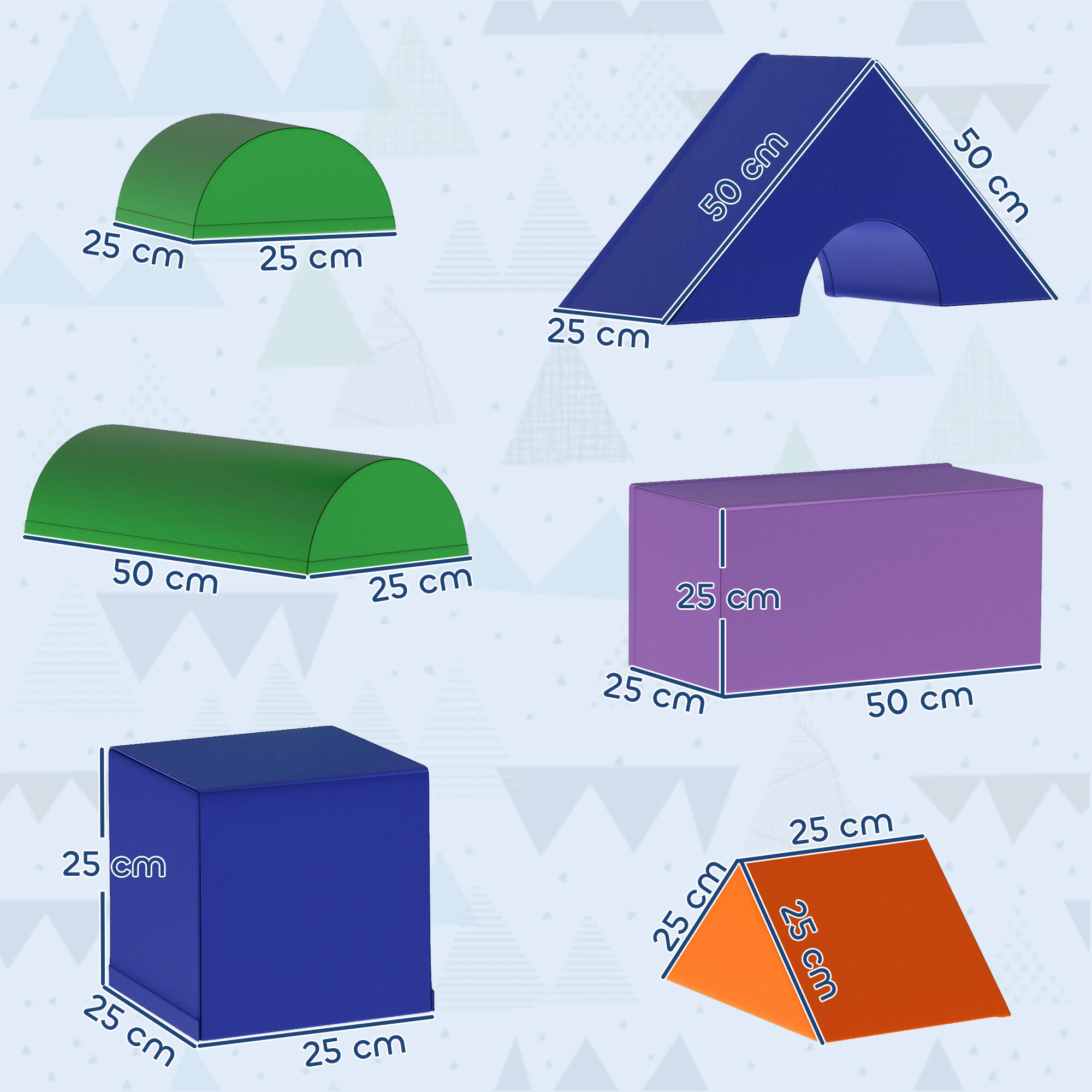 Bloques de Espuma HOMCOM 50x50x25 cm Multicolor 3/7