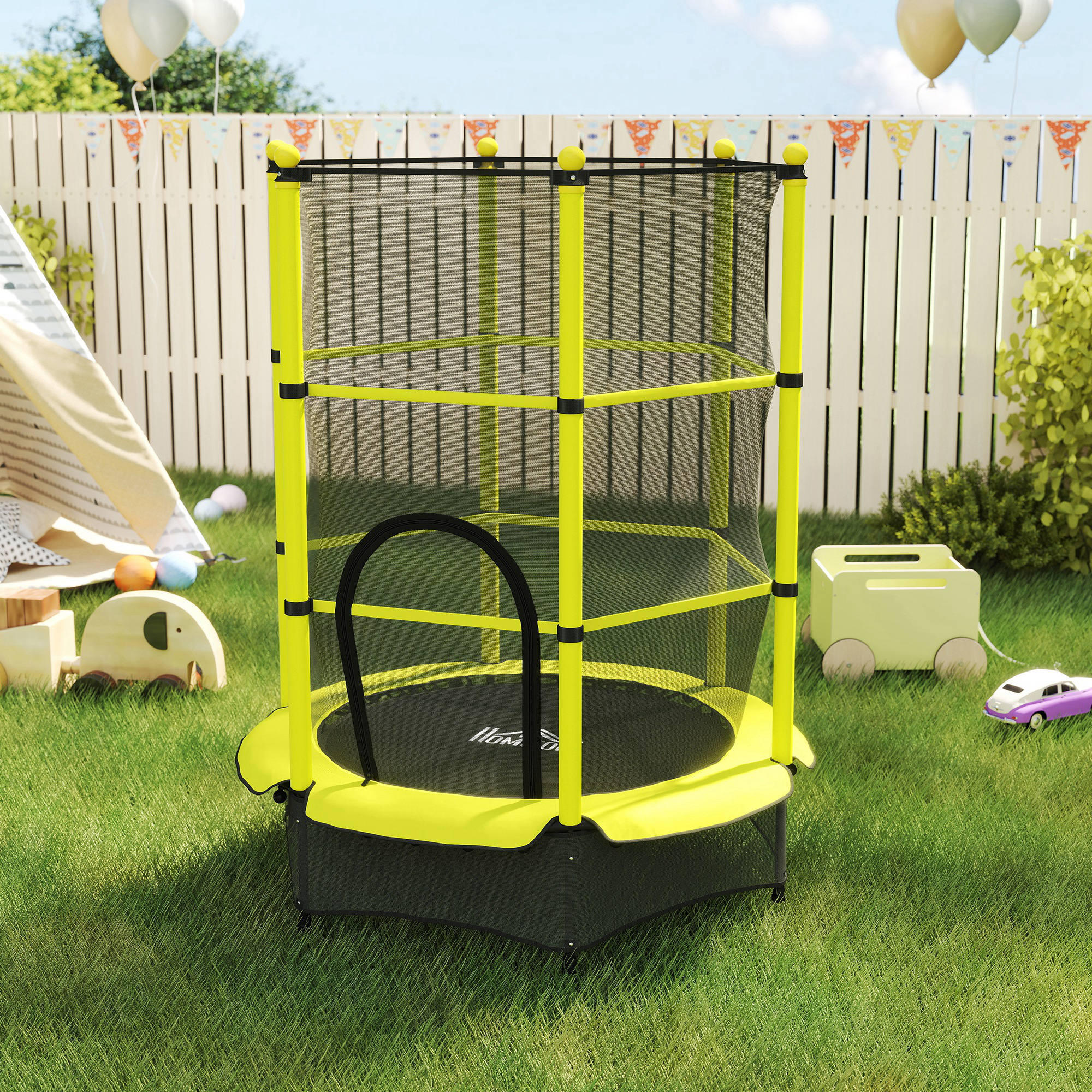 Cama Elástica Infantil HOMCOM 140x140x190 cm Amarillo 2/5