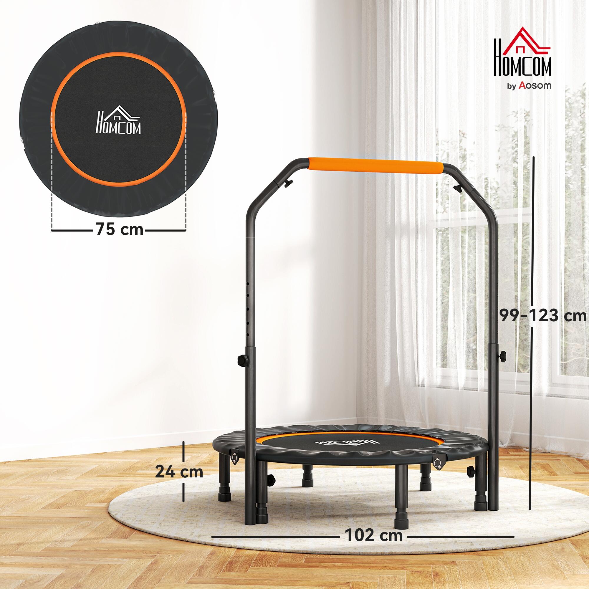 Trampolim fitness ø102x99-123 cm preto e laranja HOMCOM 3/5