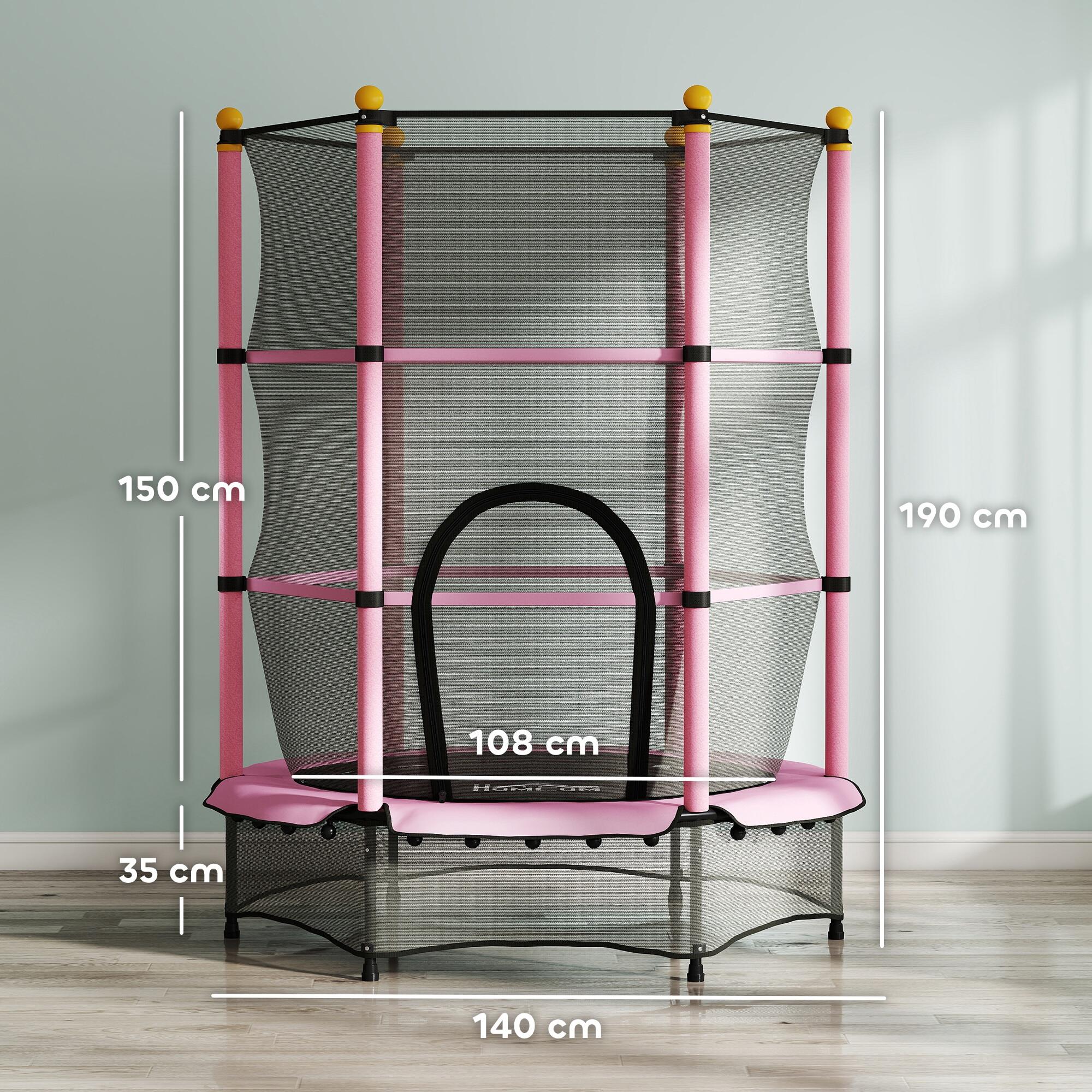Trampolim para crianças ø140x190 cm rosa HOMCOM 3/7