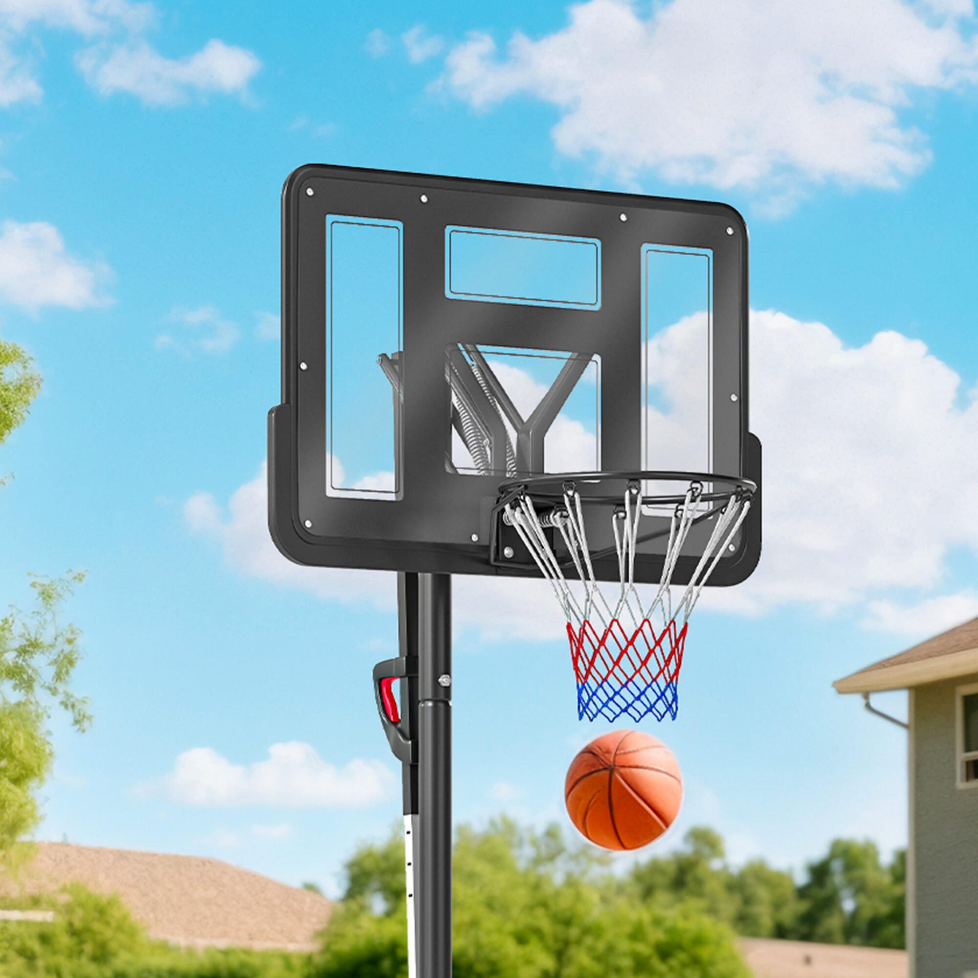 Tabela de basquetebol 120x110x230-305 cm preto SPORTNOW 5/5