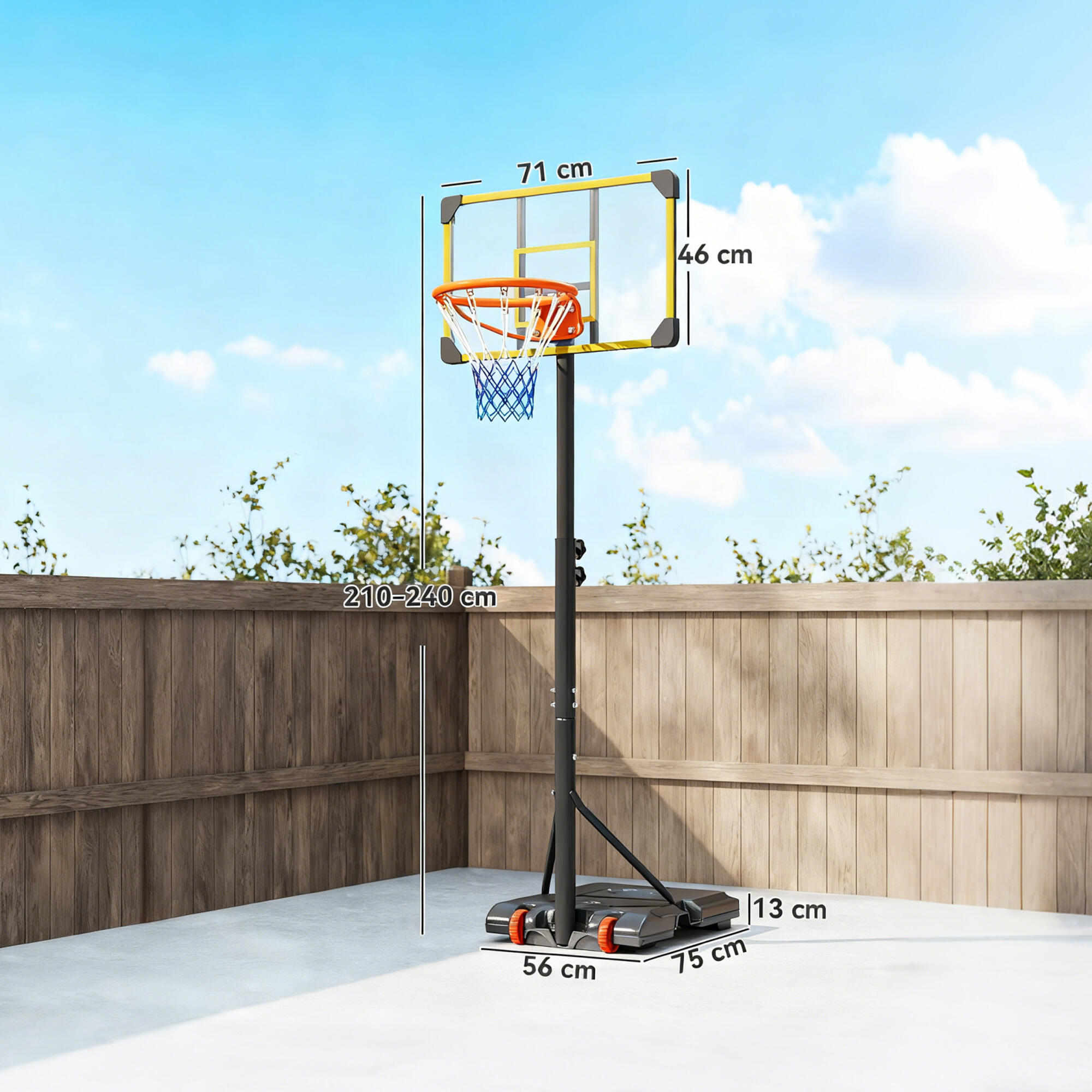 Canasta de Baloncesto SPORTNOW 75x56x240 cm Amarillo 3/7