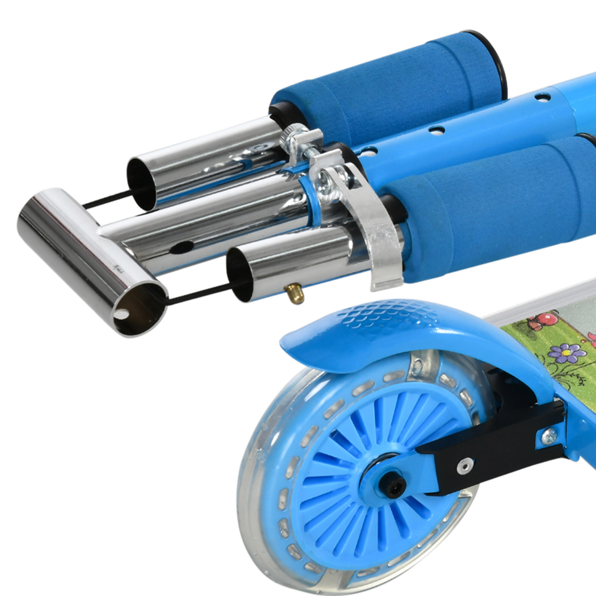 Trotinete para Crianças HOMCOM 67x32x65-78 cm Azul 4/7
