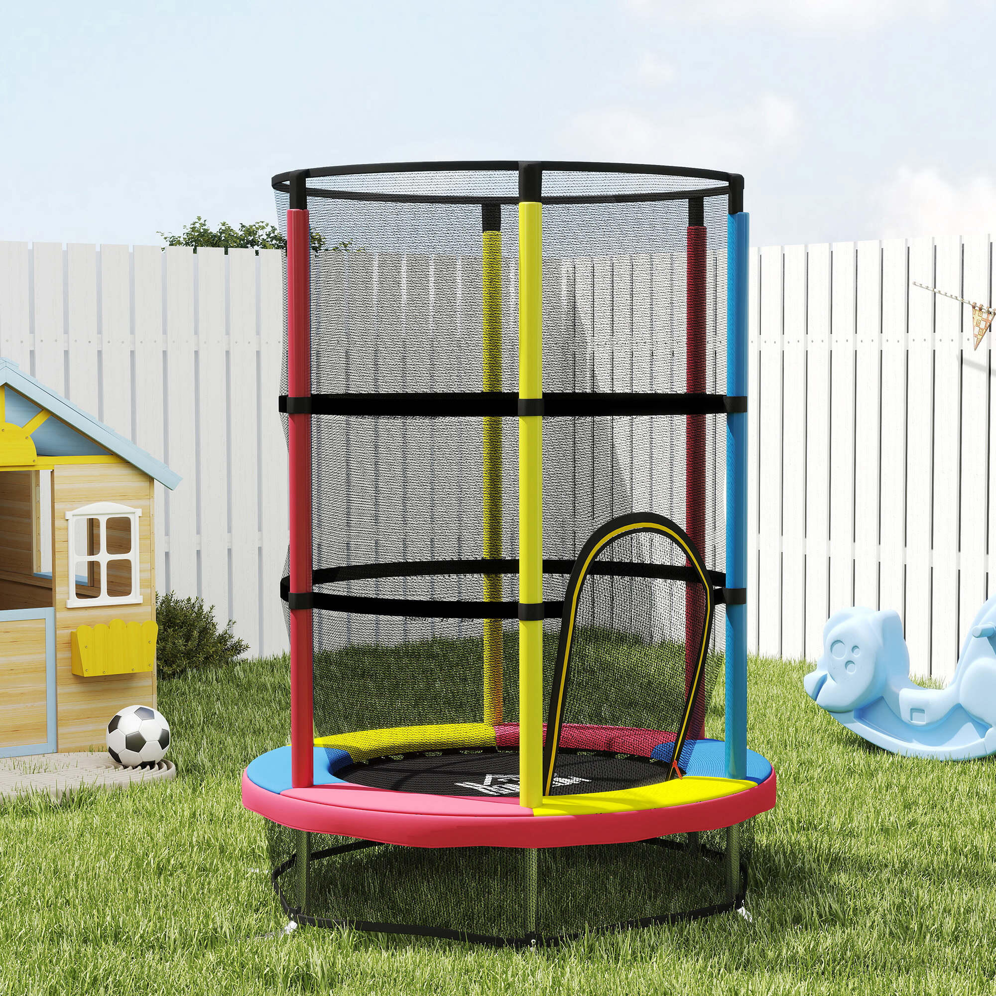 Cama Elástica Infantil HOMCOM Multicolor 2/5