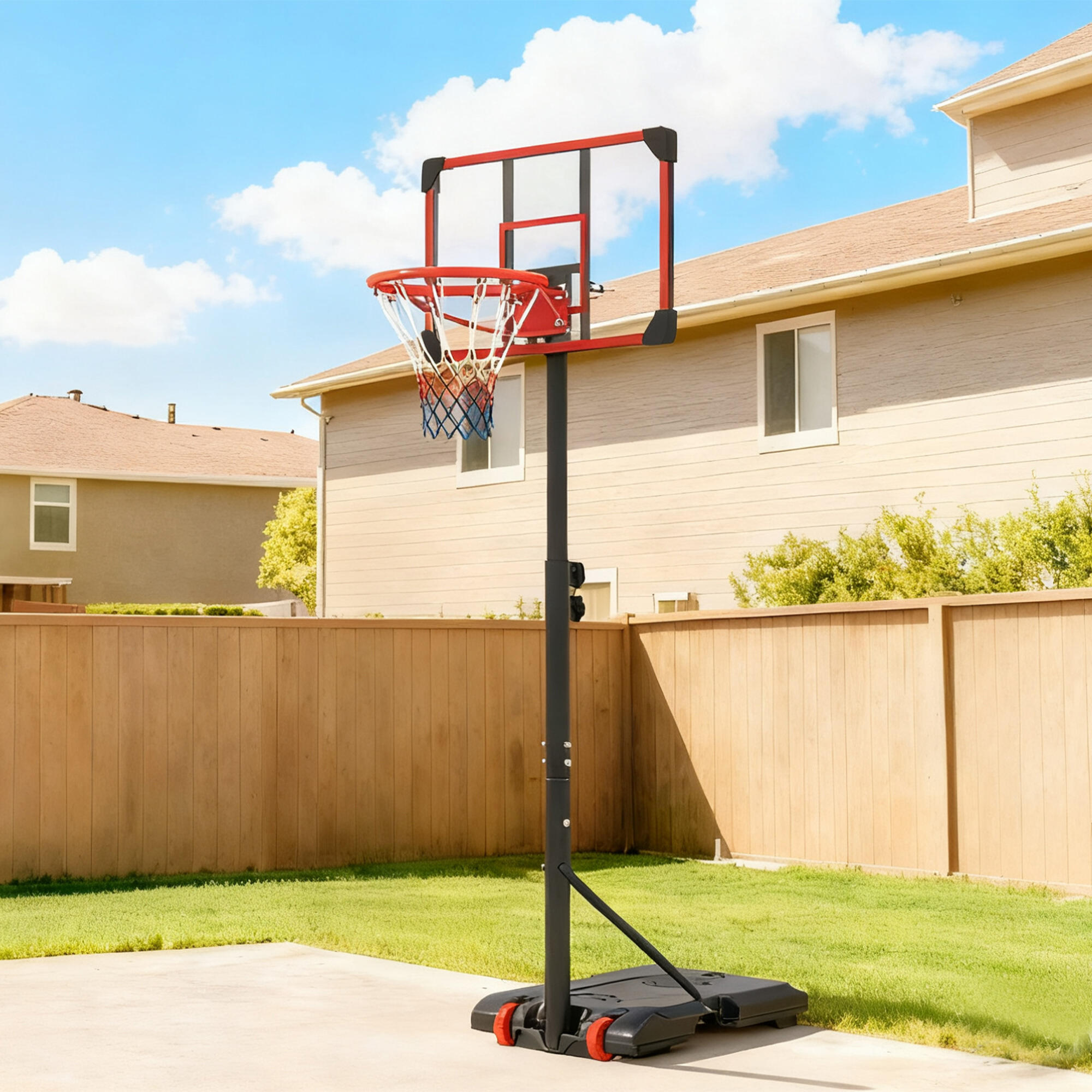 Tabela de basquetebol 75x56x210-240 cm preto e vermelho SPORTNOW 2/5