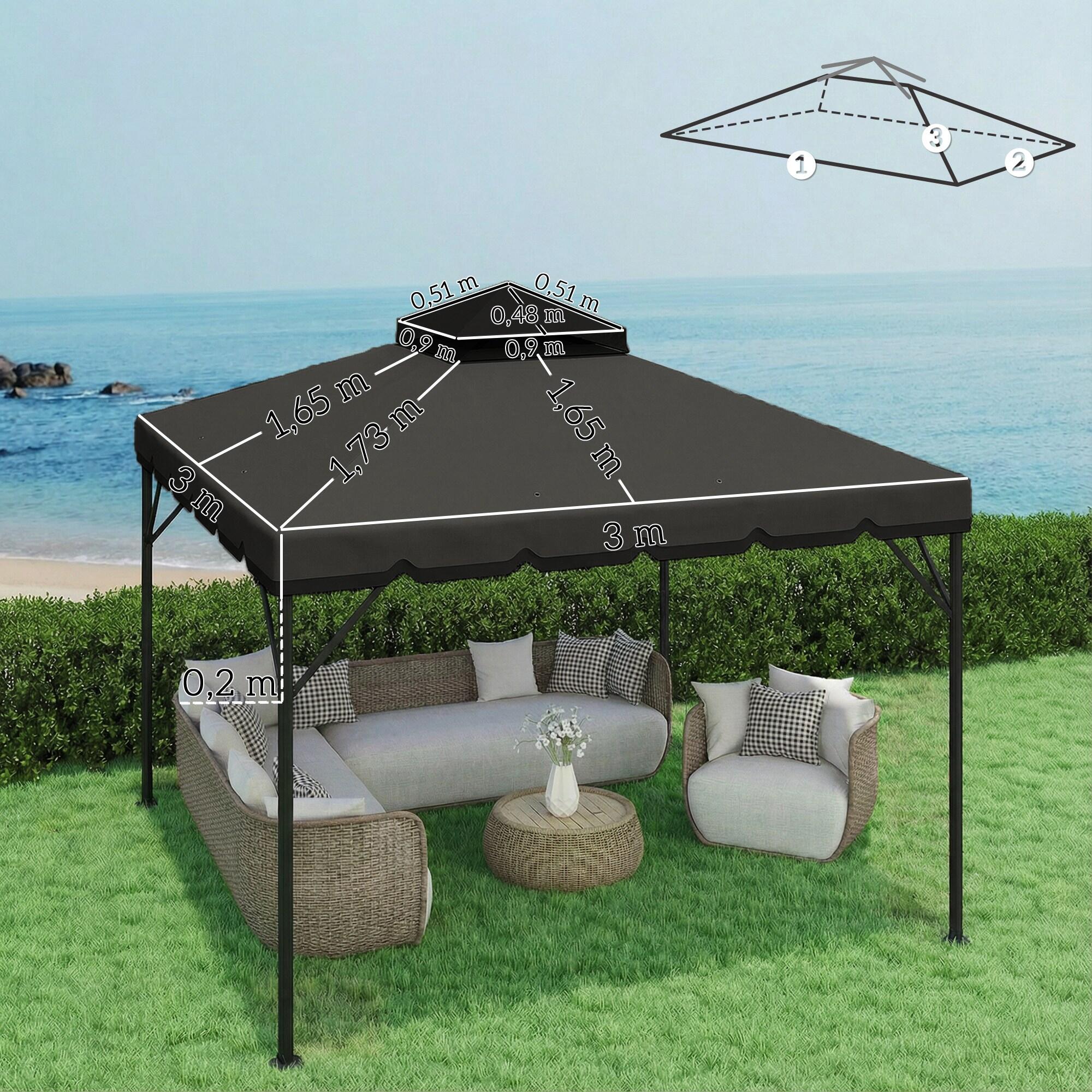Techo de Repuesto Outsunny 300x300 cm Gris Claro 3/5