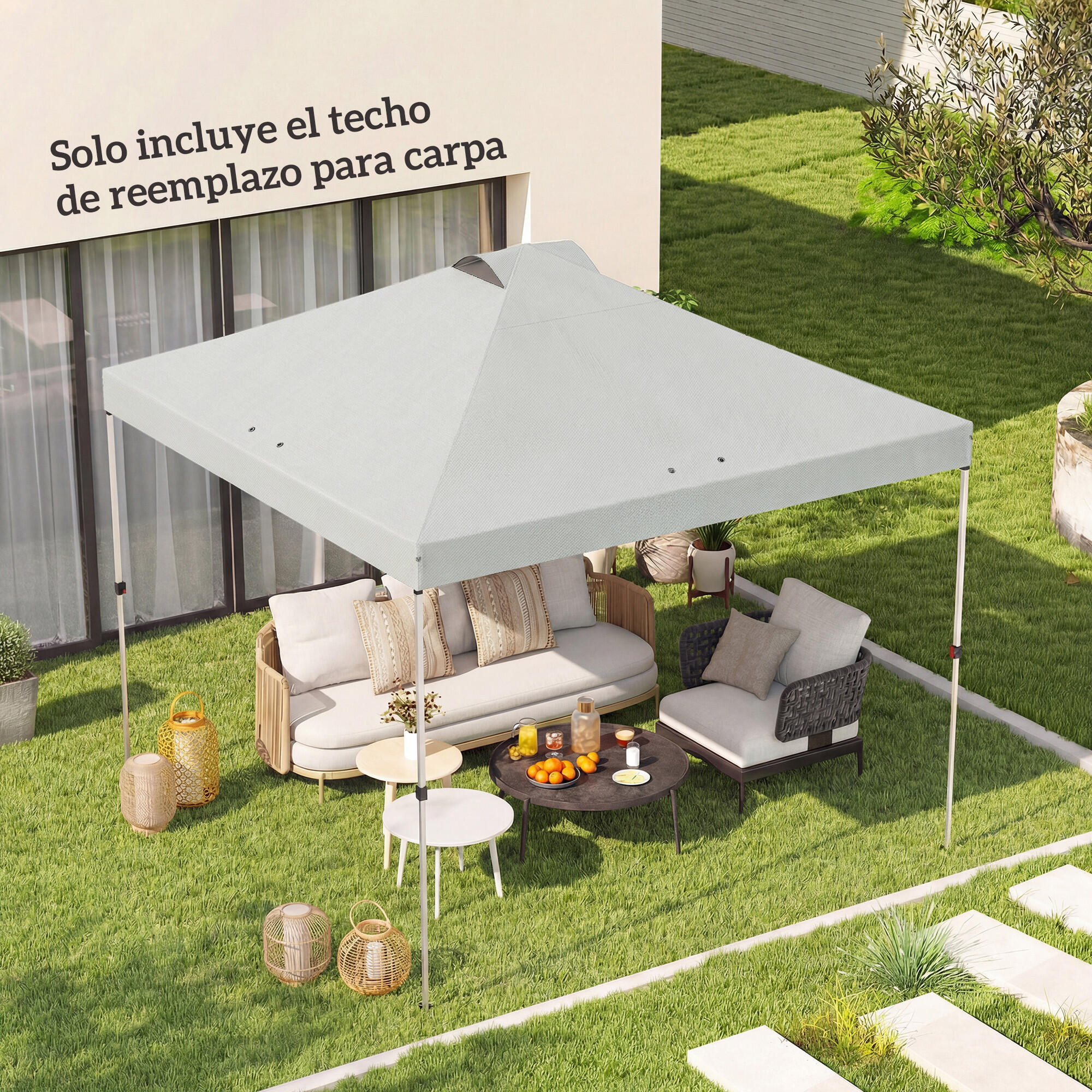 Techo de Carpa Outsunny 300x300 cm Blanco 2/5