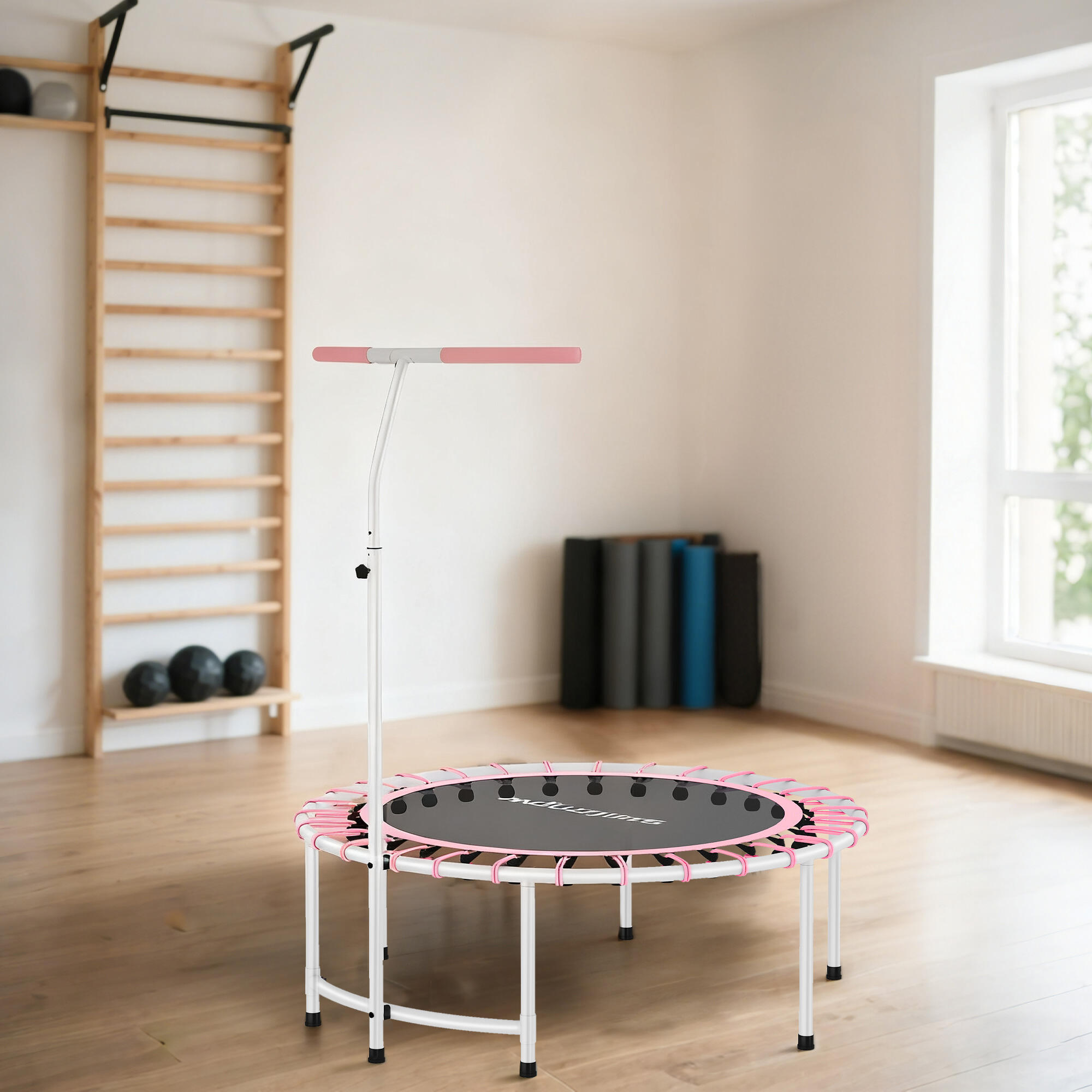 Trampolim fitness ø102x116-132 cm rosa SPORTNOW 2/5
