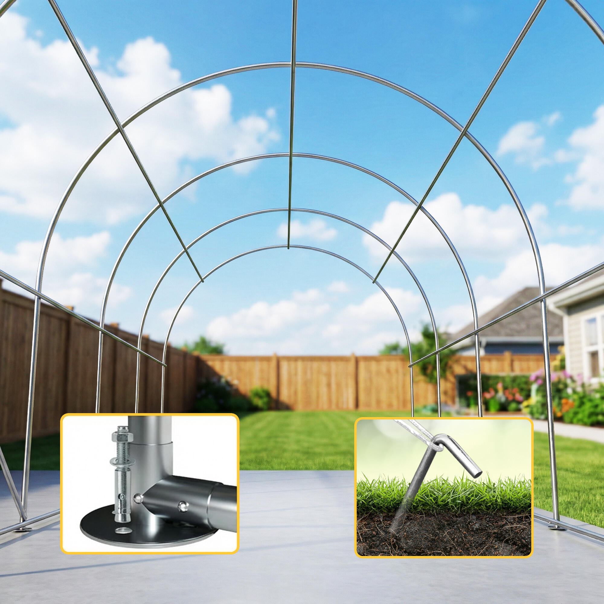 Tenda para garagem 592x300x276 cm branco Outsunny 4/5