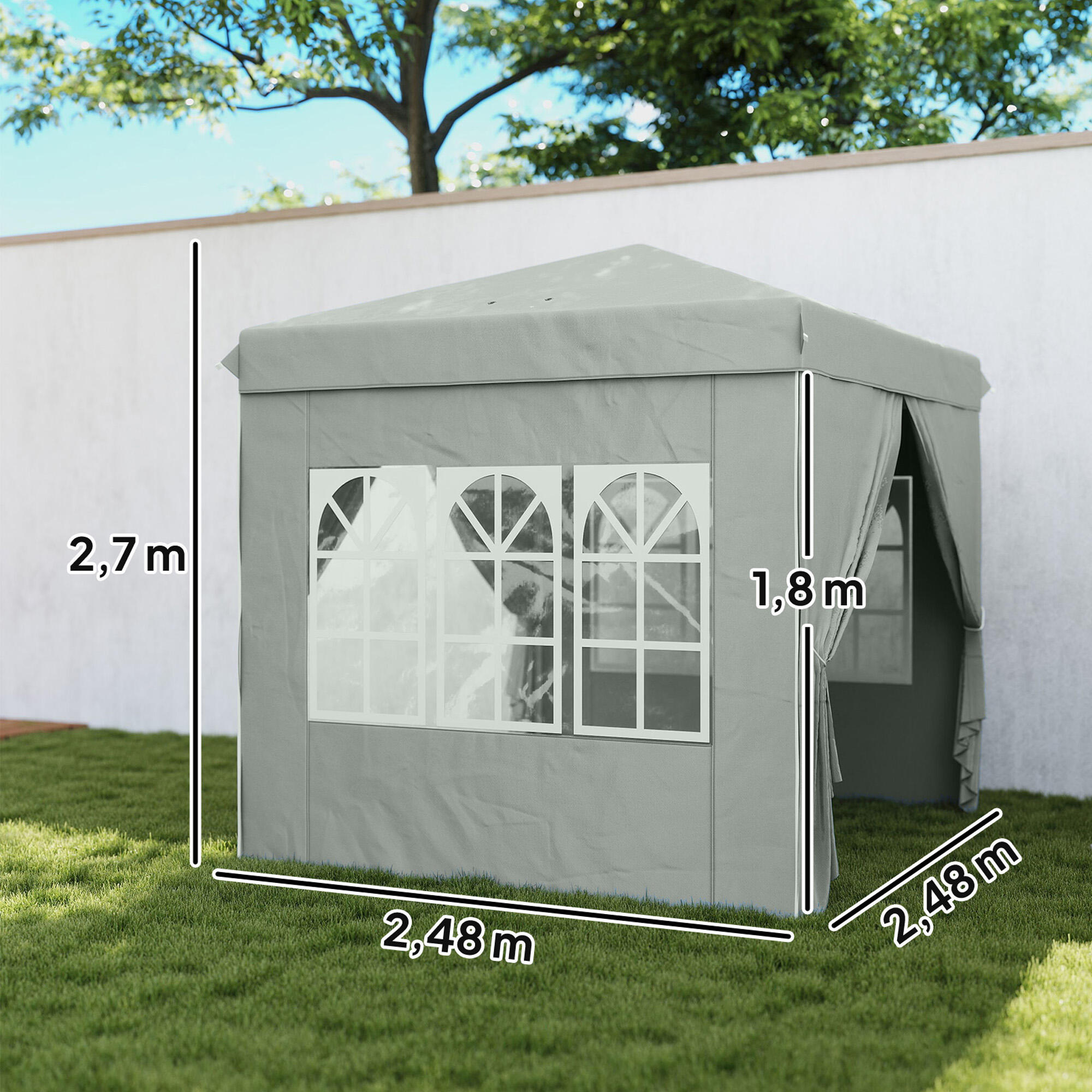 Carpa Plegable Outsunny 248x248x270 cm Gris Claro 3/6