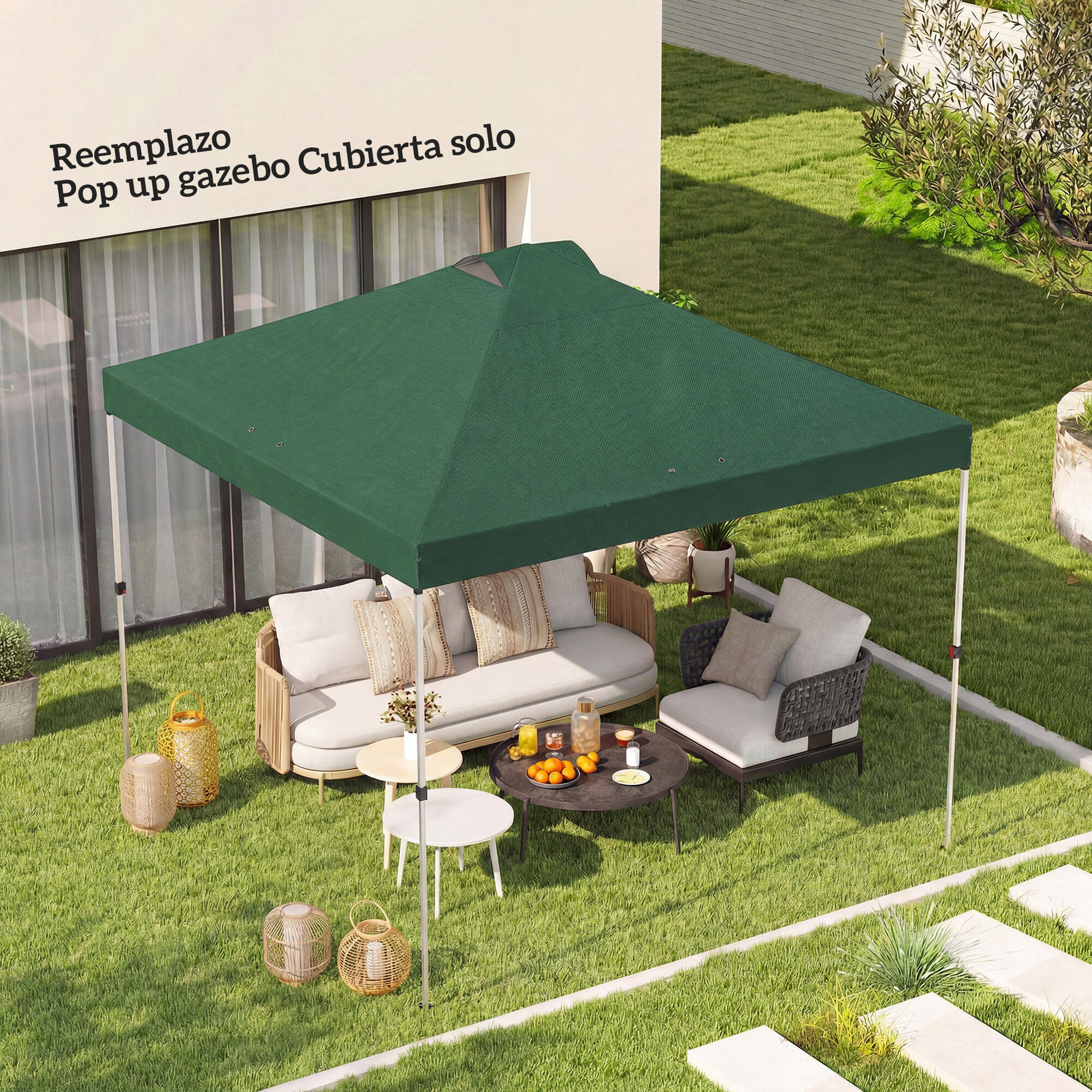 Techo de Carpa Outsunny 300x300 cm Verde 2/5