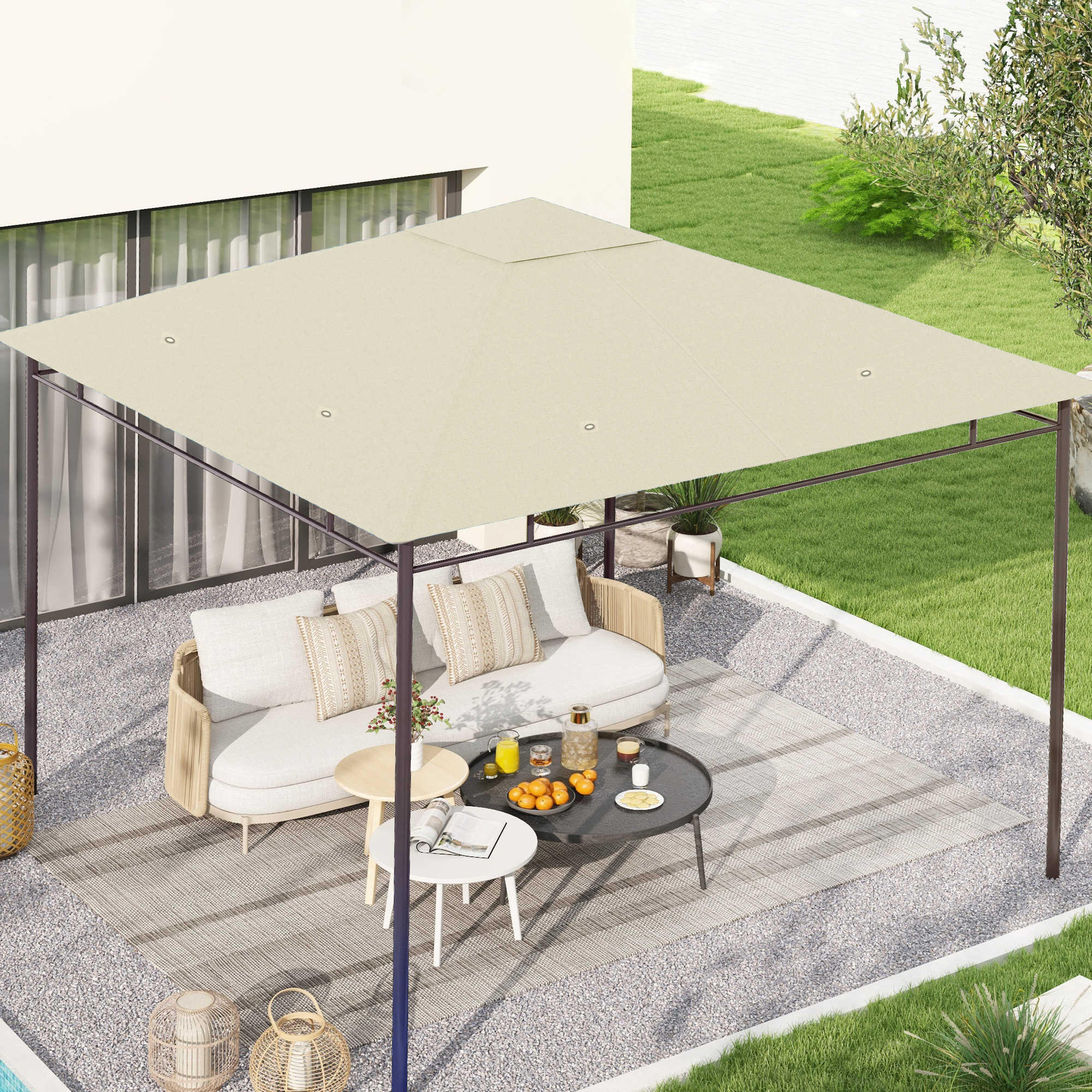 Techo de Repuesto Outsunny 298x295 cm Crema 2/5