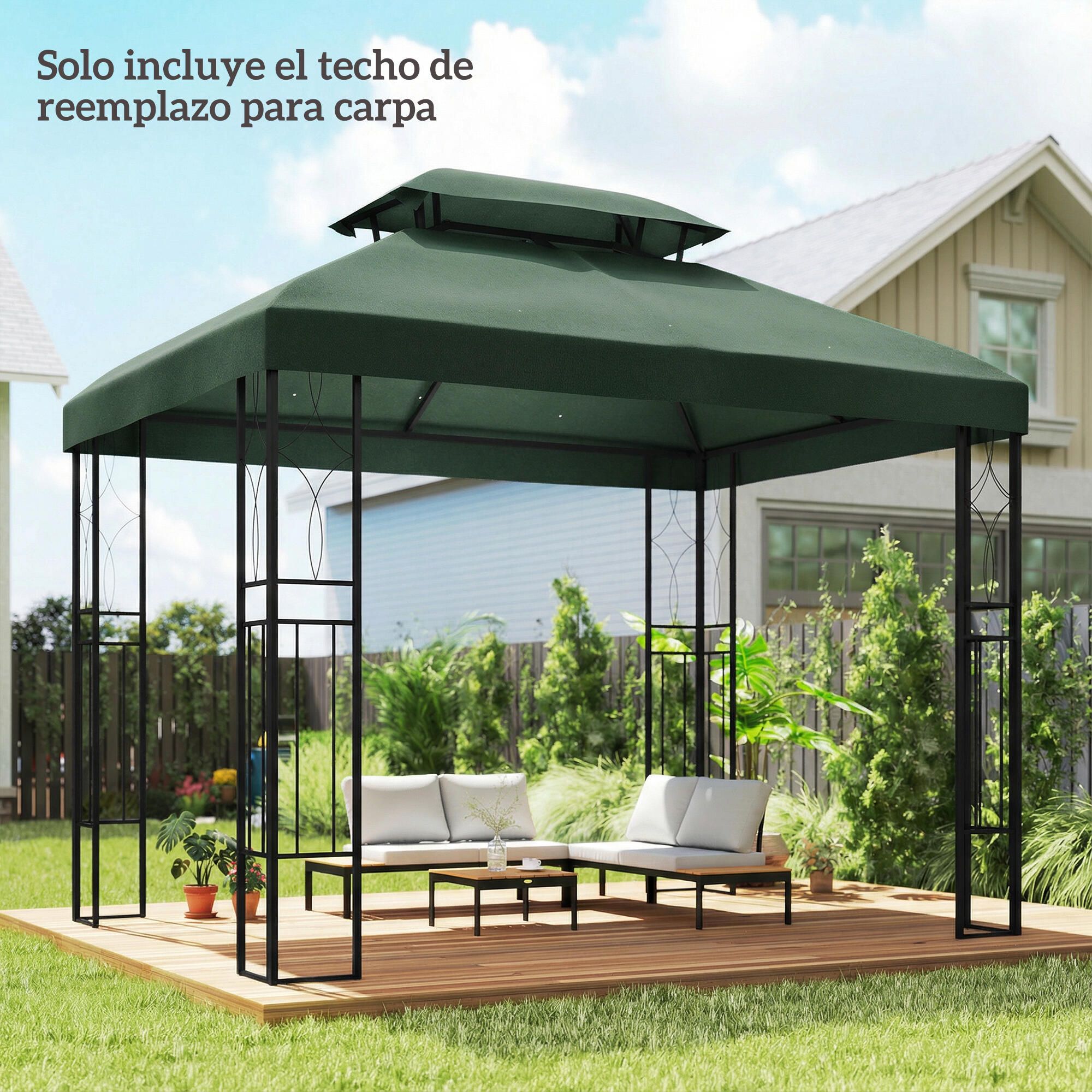 Techo de Repuesto Outsunny 400x300 cm Verde 2/5