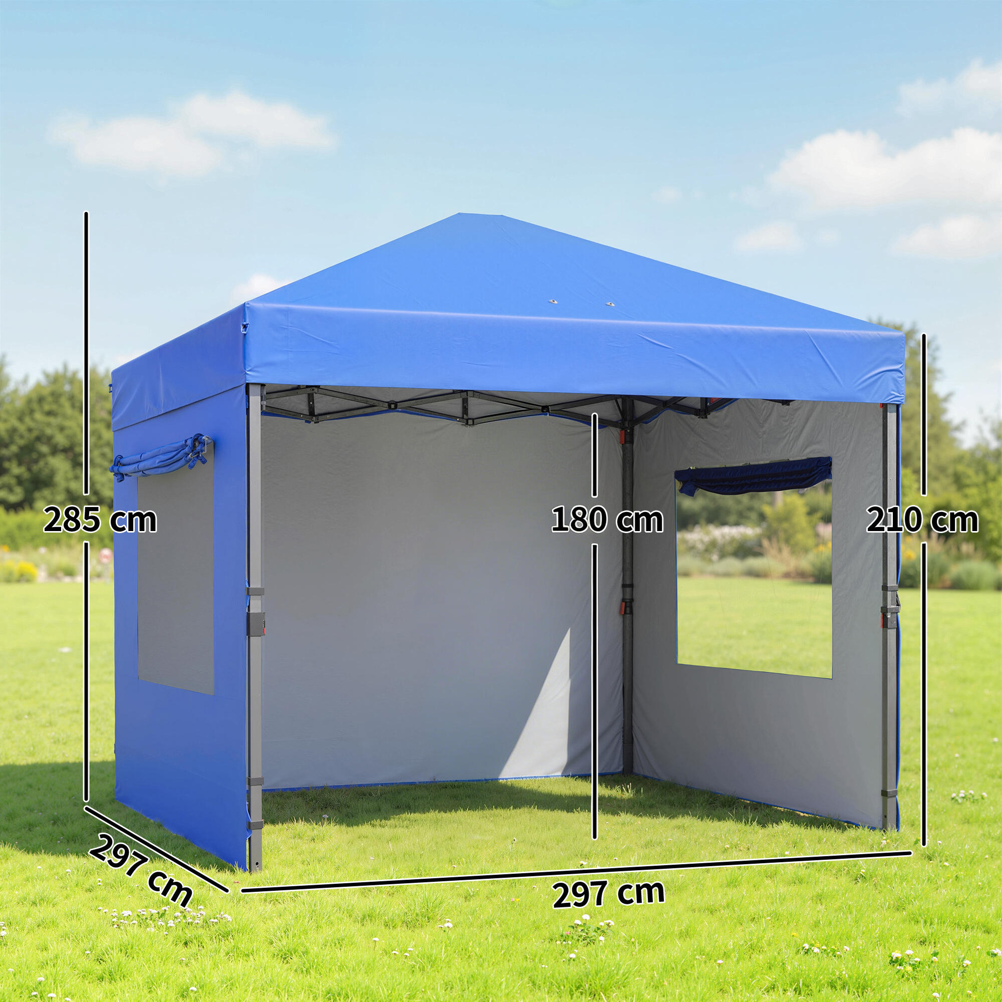 Tenda dobrável 297x297x285 cm azul Outsunny 3/5