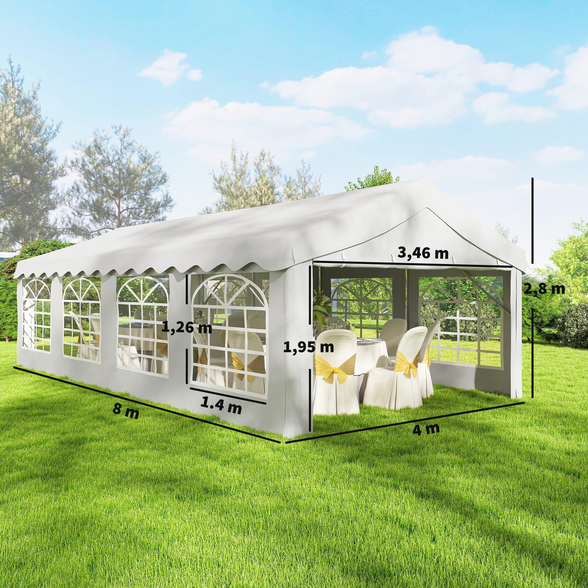 Carpa para Fiesta Outsunny 800x400x280 cm Blanco 3/5