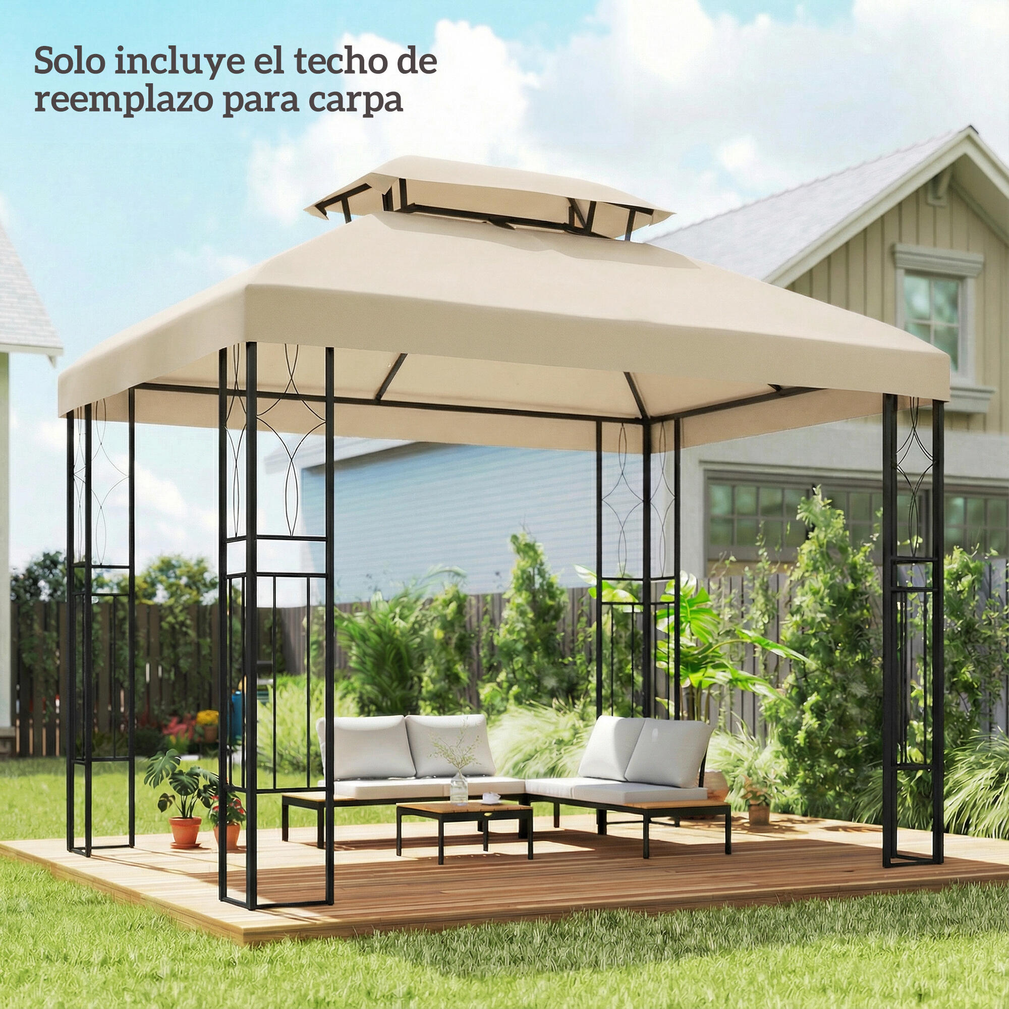 Techo de Repuesto Outsunny 400x300 cm Crema 2/5