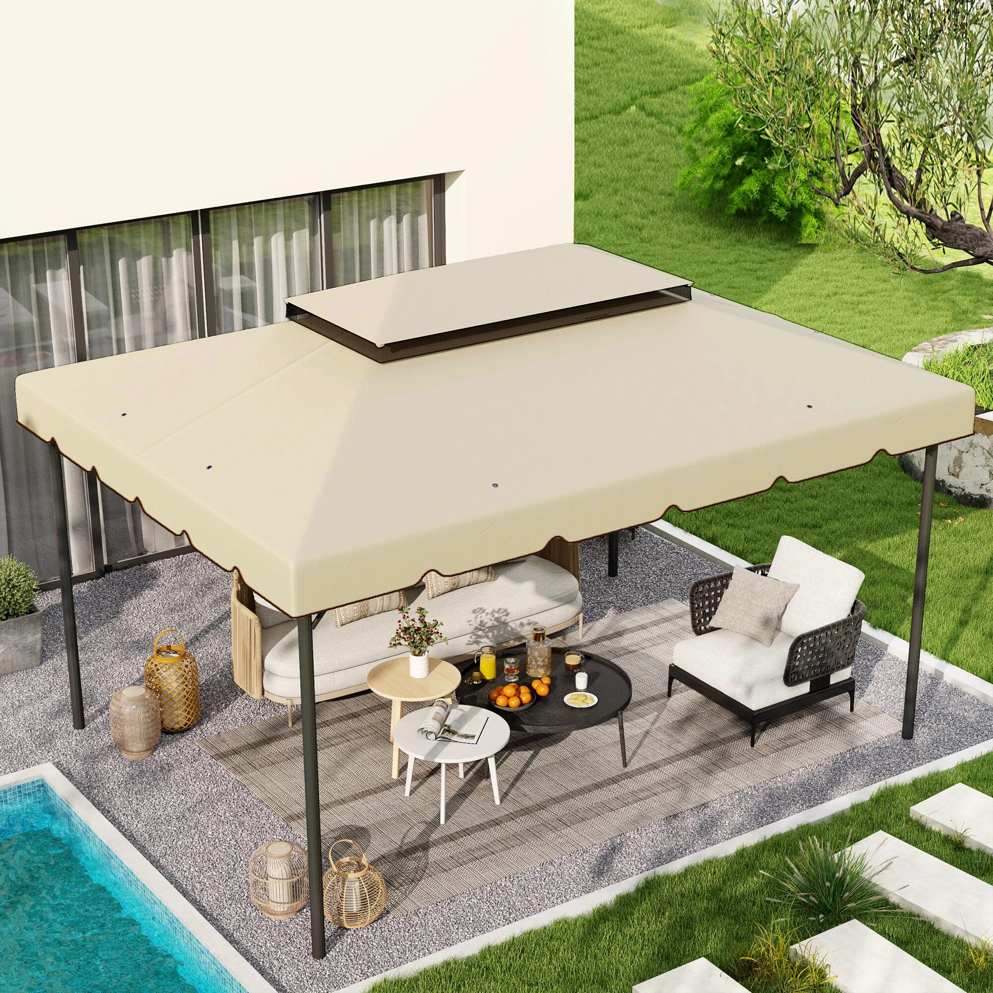 Techo de Repuesto Outsunny 400x300 cm Beige 2/5