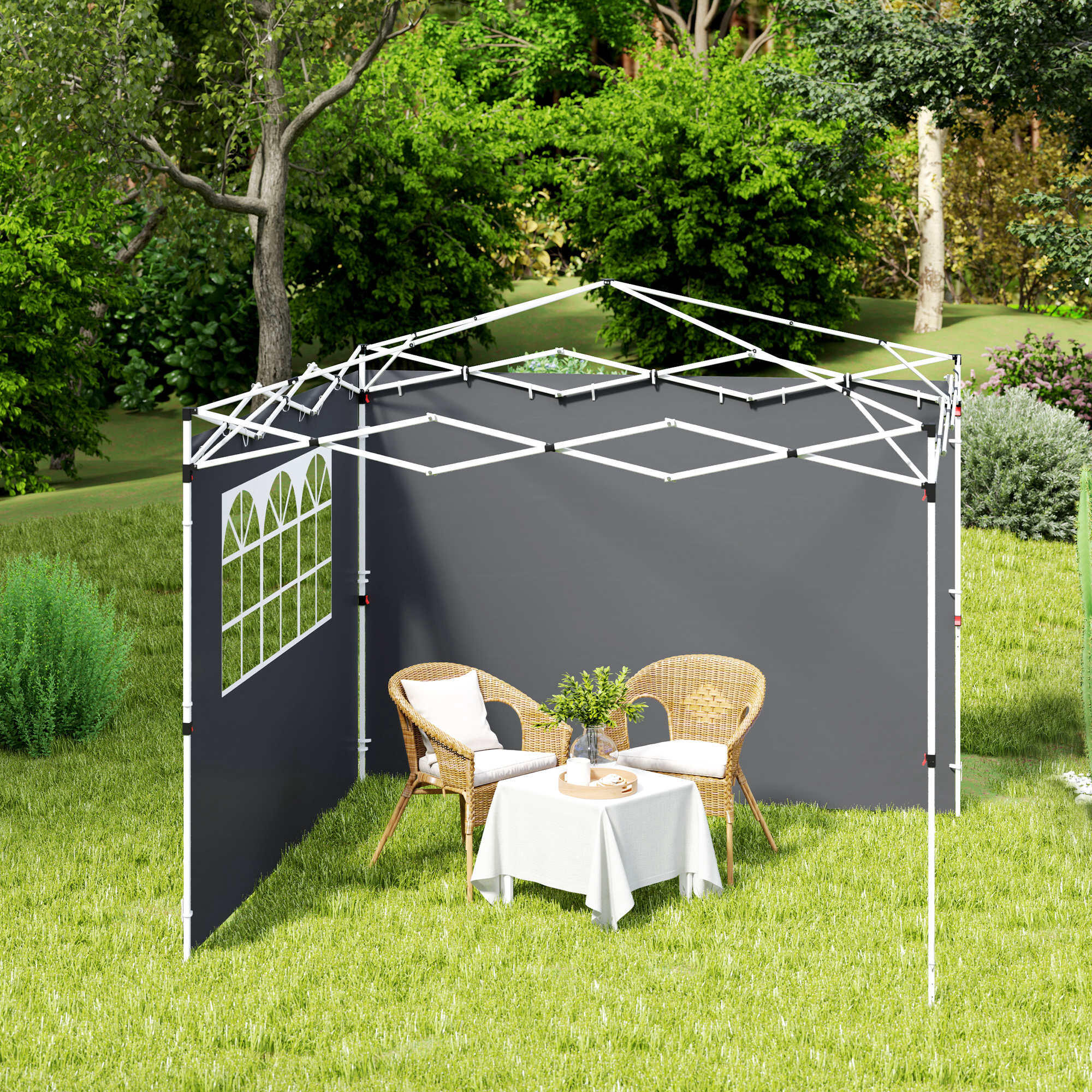 Paredes Laterales Carpa Outsunny 295x200 cm Gris Oscuro 2/5