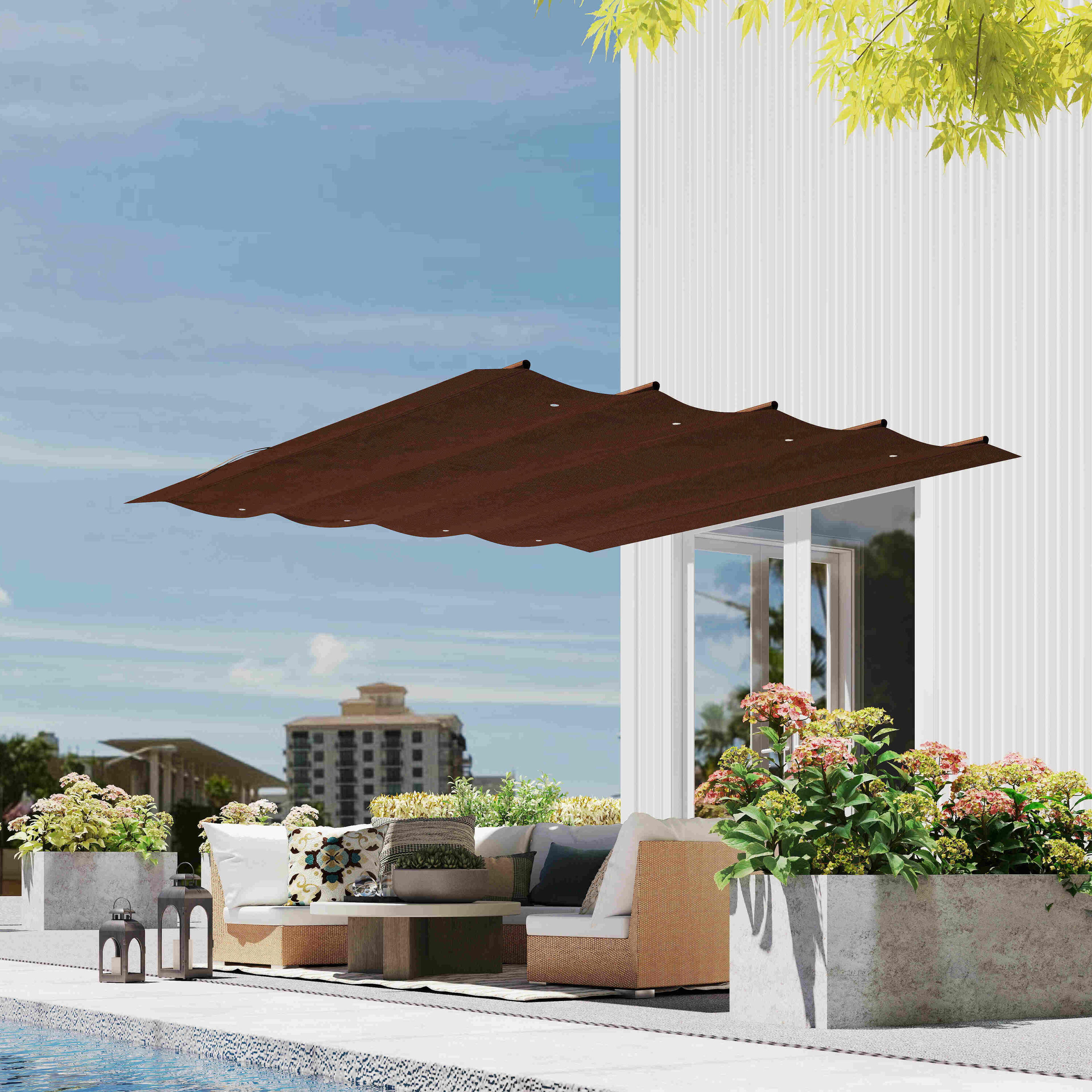Techo de Pérgola Outsunny 286x245x16 cm Café 5/5