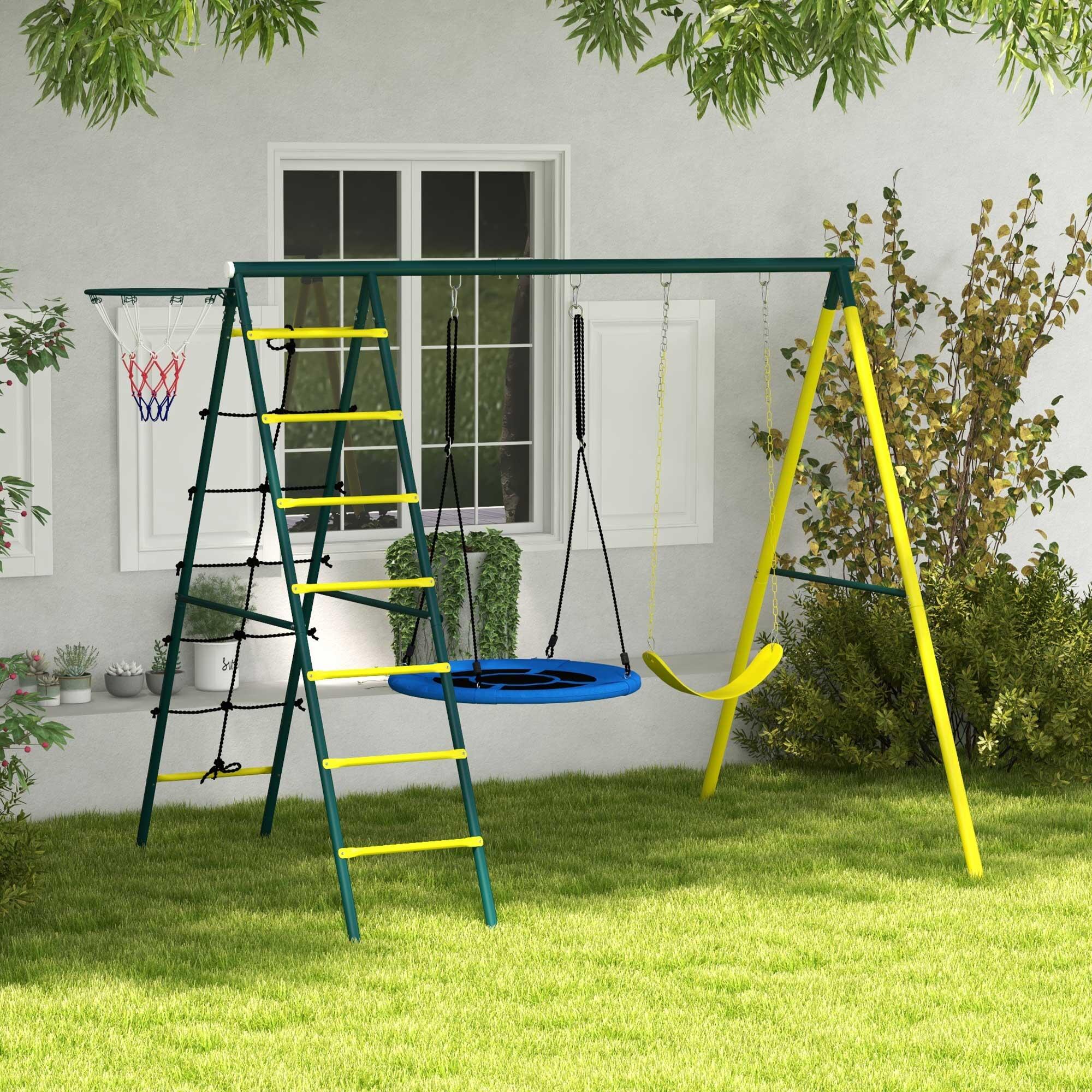Columpio Infantil Outsunny 267x180x202 cm Amarillo 2/5