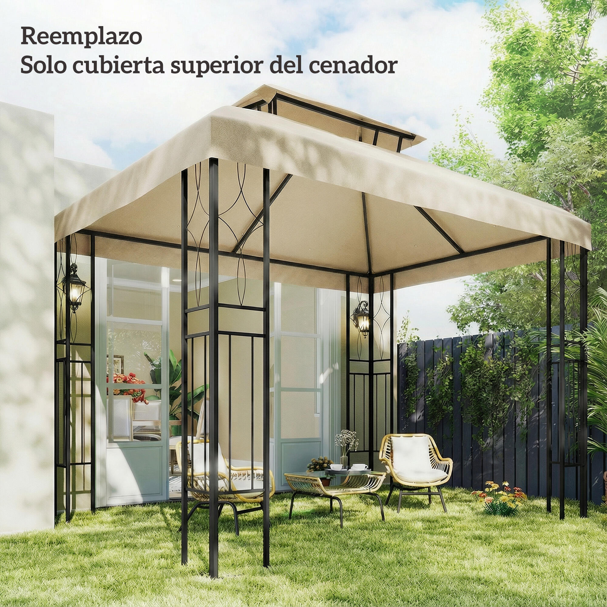 Techo de Repuesto Outsunny 400x300 cm Crema 5/5