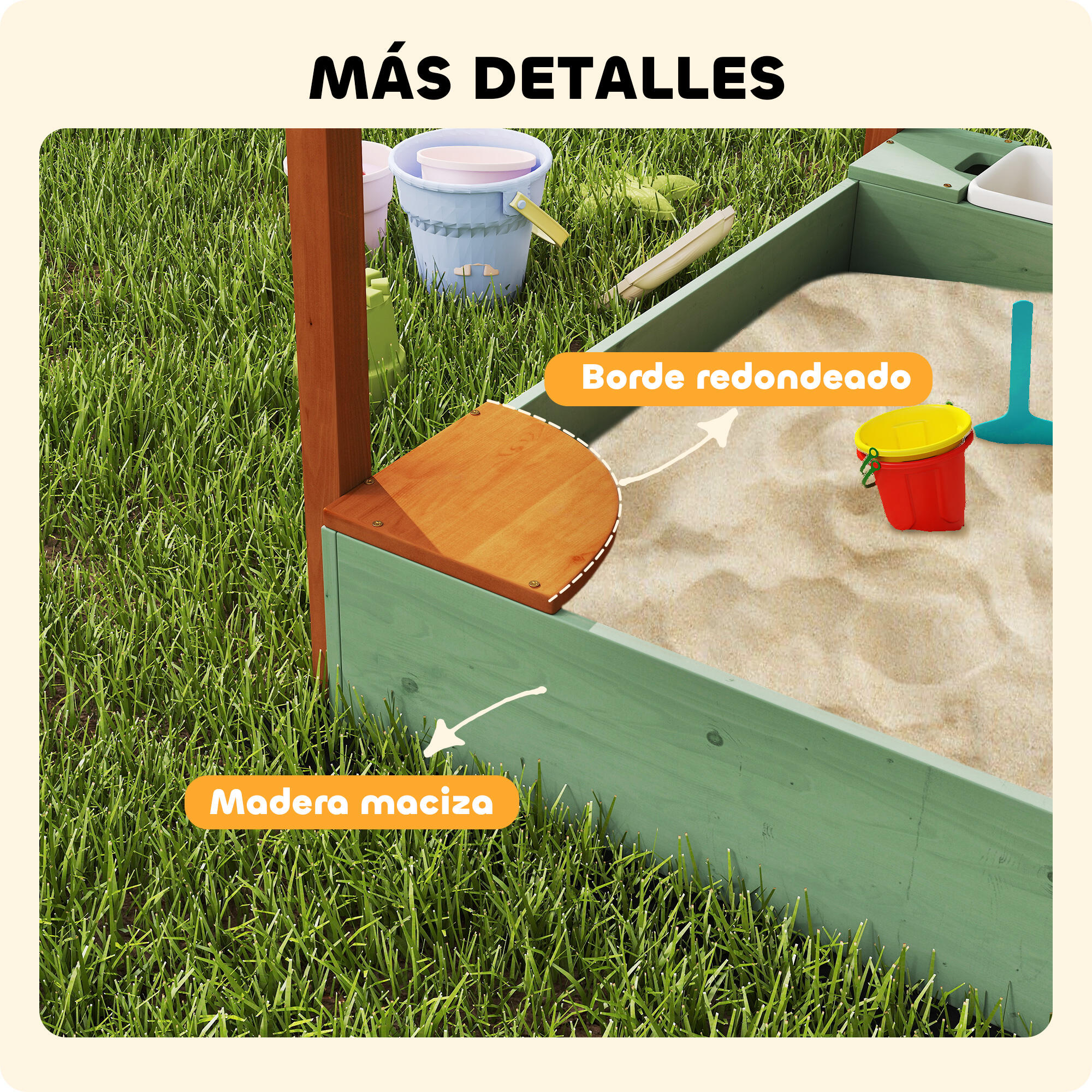 Arenero para Niños AIYAPLAY 116x112.5x128 cm Verde Esmeralda 4/6