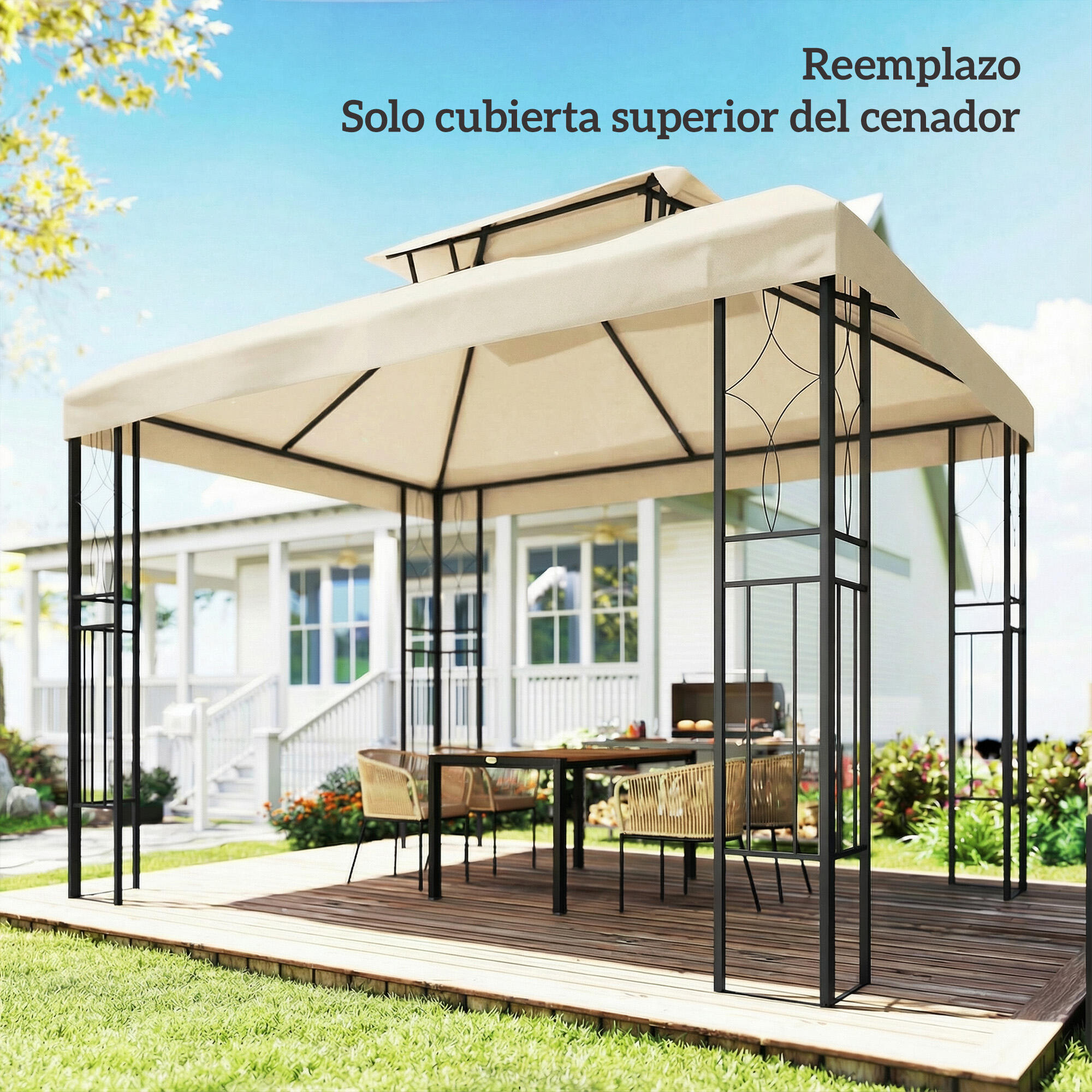 Techo de Repuesto Outsunny 400x300 cm Crema 4/5