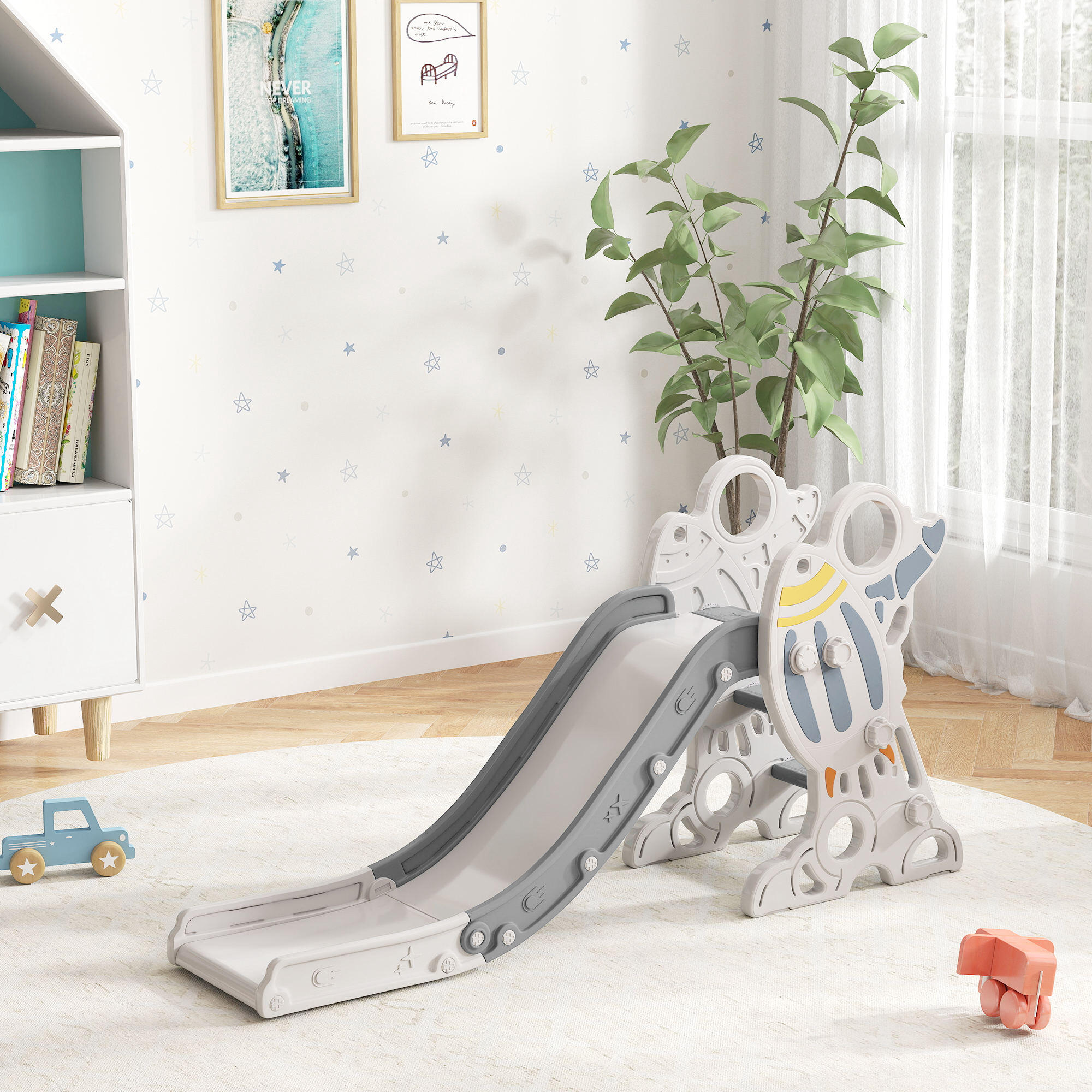 Tobogán para Niños AIYAPLAY 157x46.5x80 cm Gris y Blanco 2/6