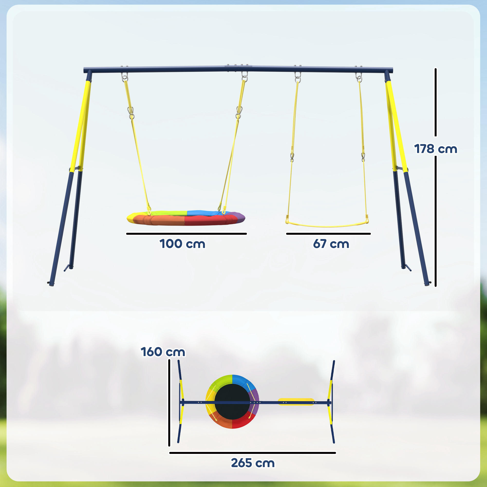 Baloiço infantil 265x160x178 cm multicolor AIYAPLAY 3/5