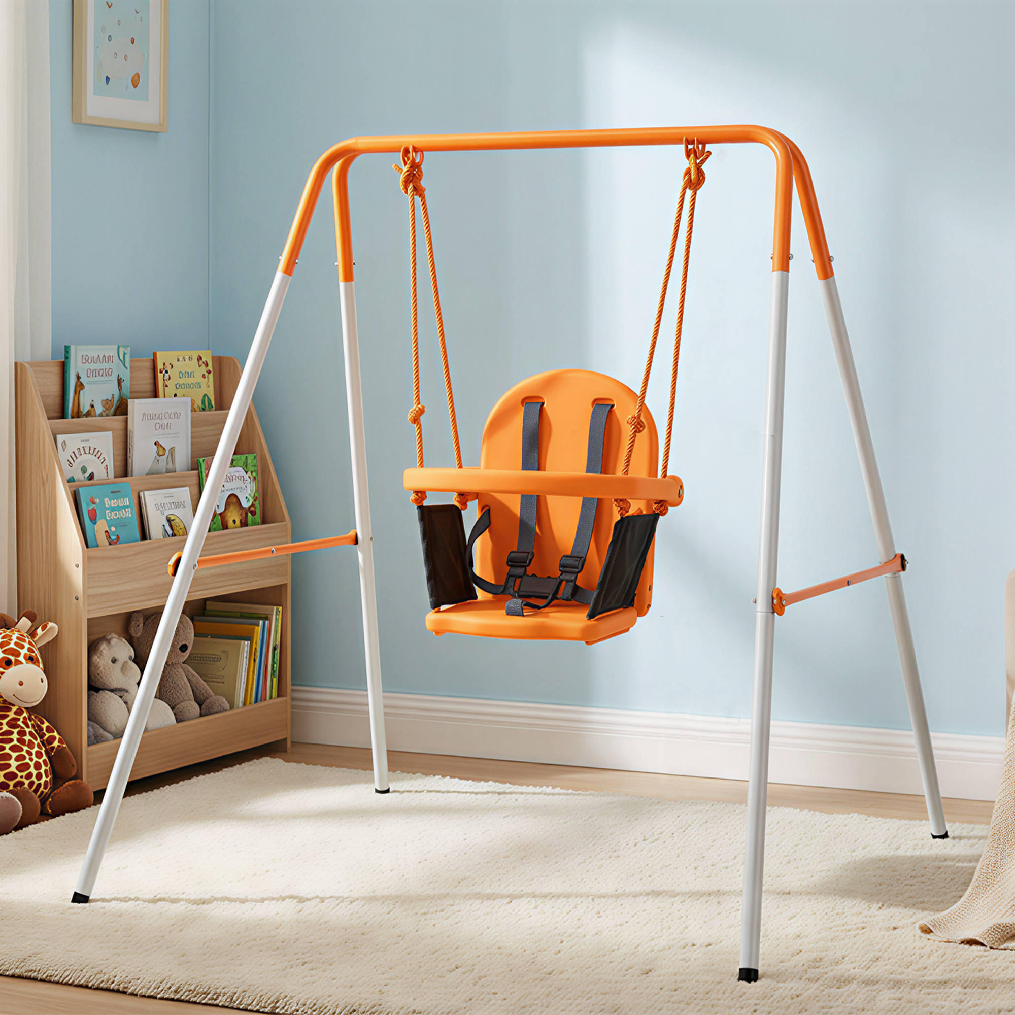 Baloiço para Bebés Outsunny Laranja 2/5