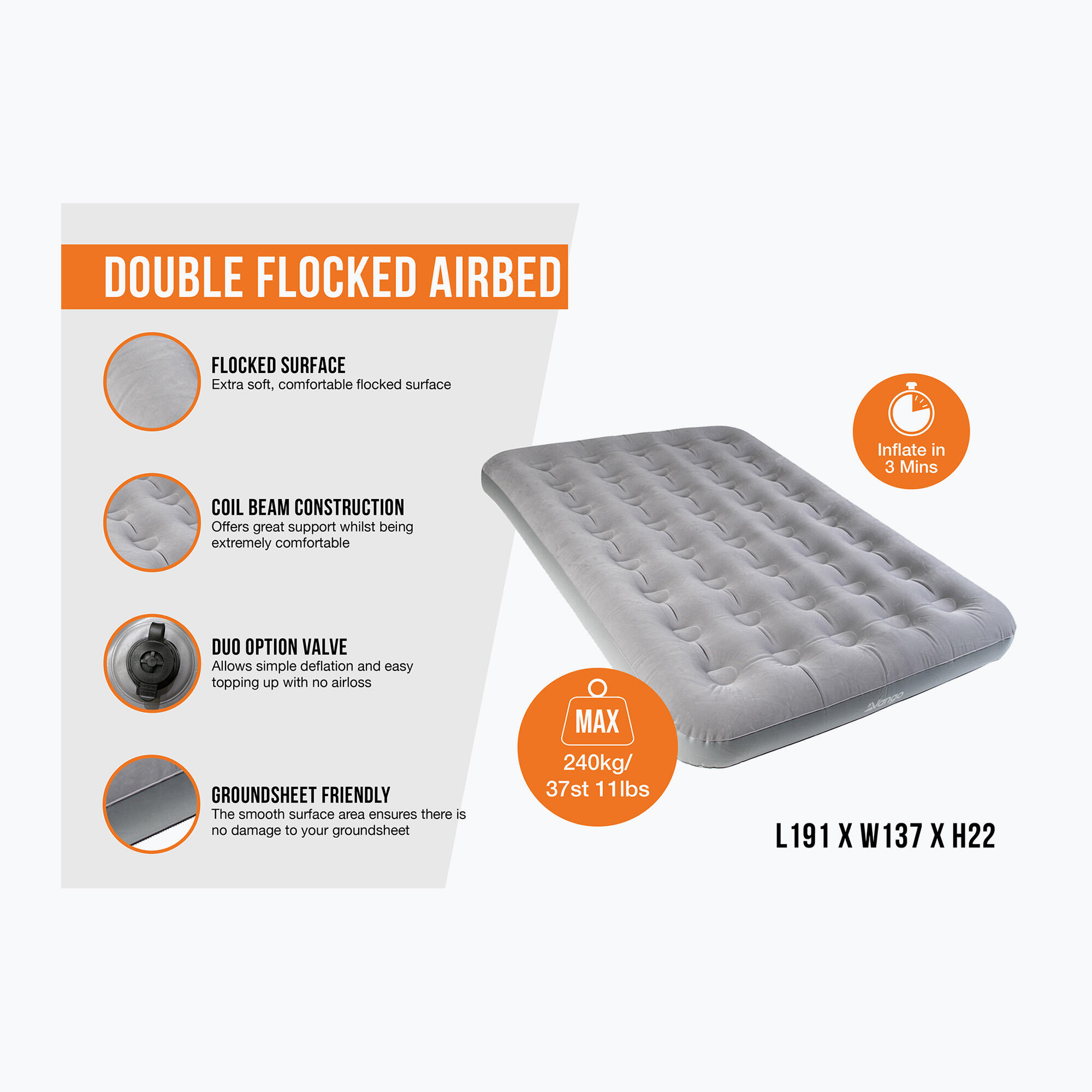 Materac Vango Double Flocked Airbed 2 osobowy 2/5