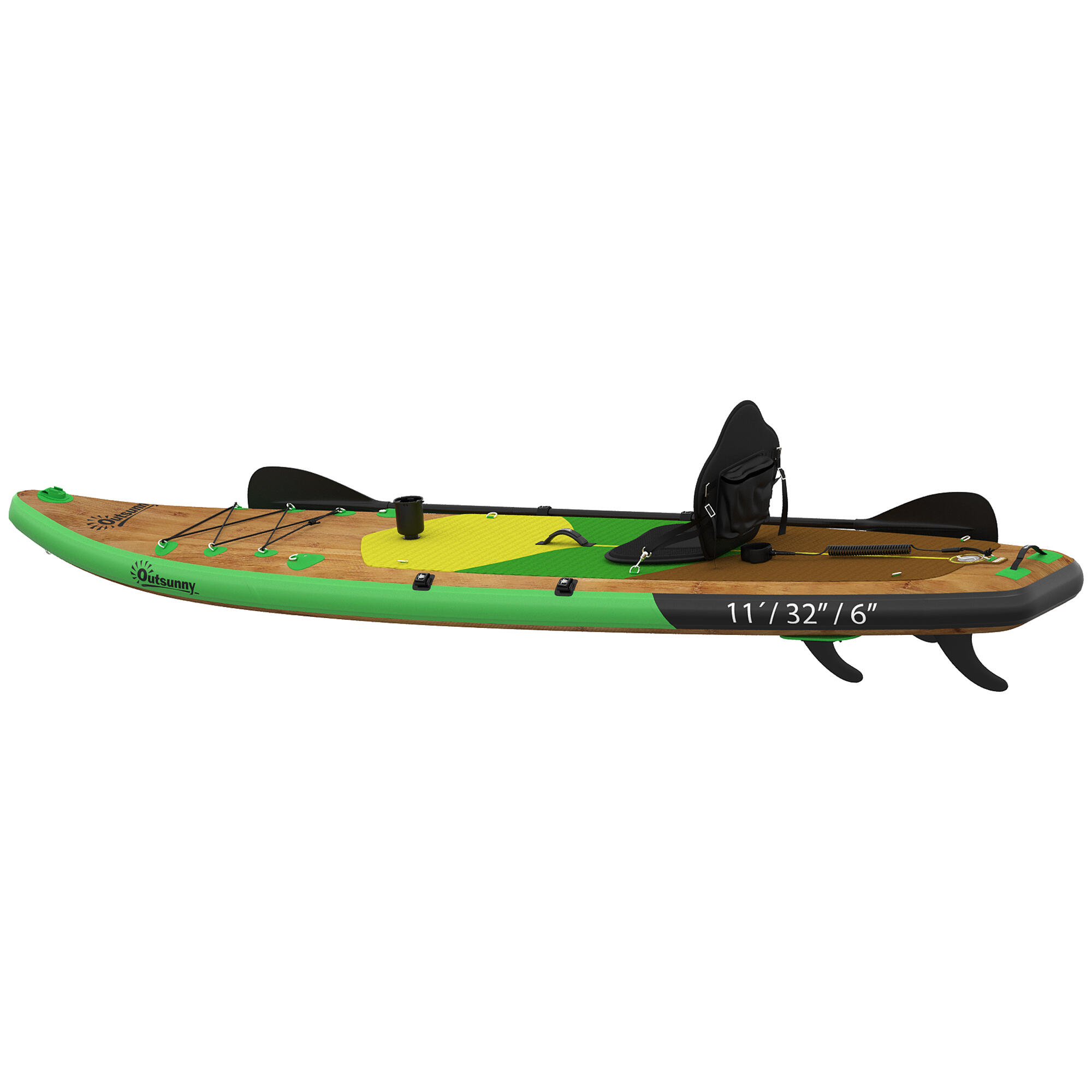 Paddle Surf Insuflável Outsunny Castanho e Verde 5/5