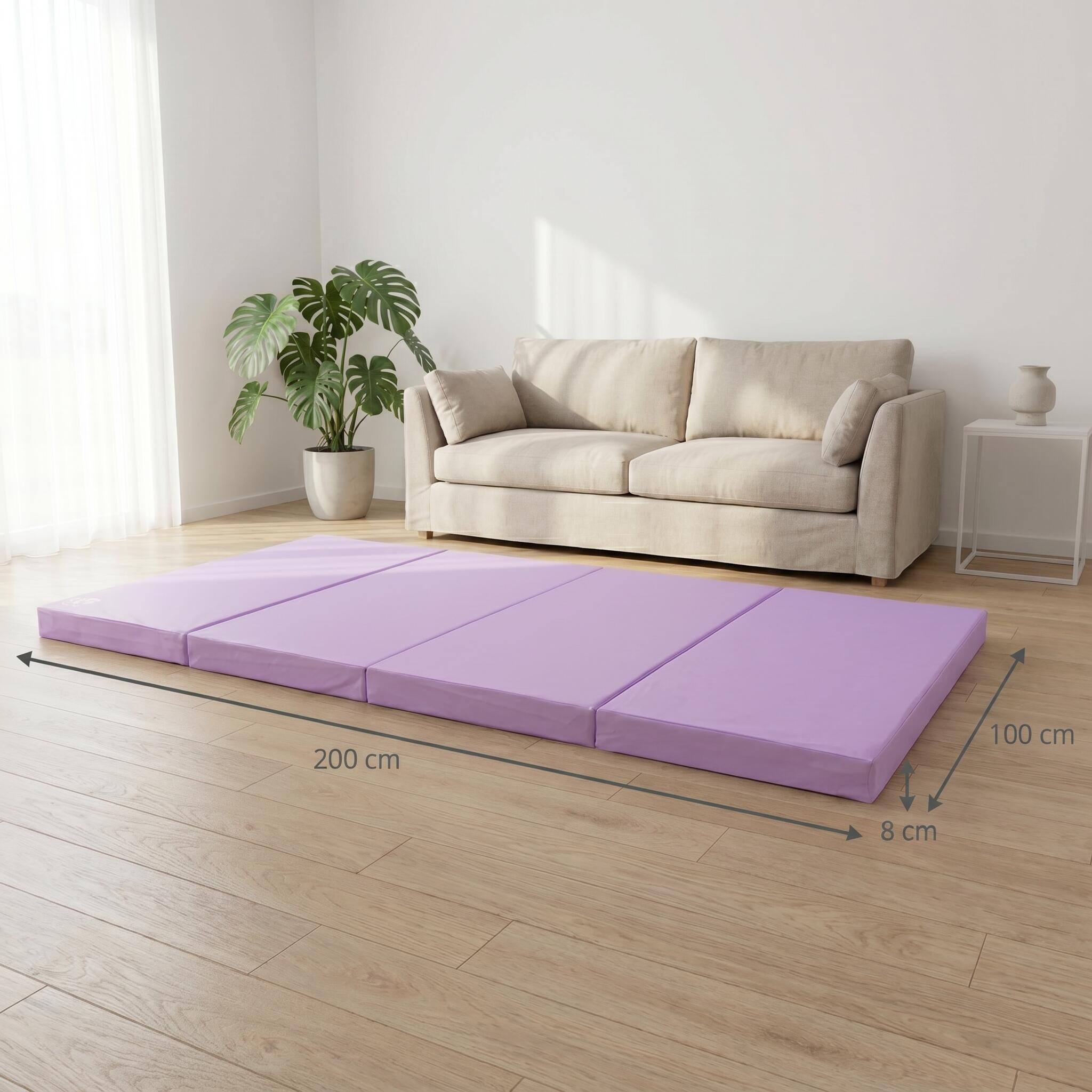 Tappetino per ginnastica 200 x 100 x 8 cm, viola, pieghevole, Jeflex. 6/7