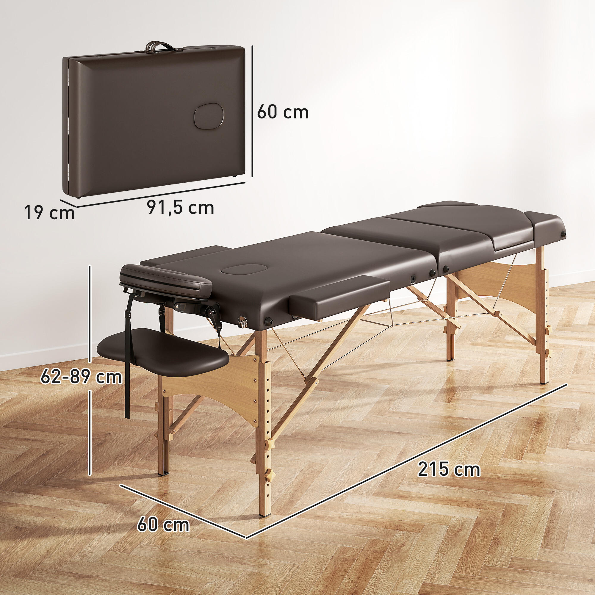 Marquesa 215x60x64-89 cm marrom HOMCOM 3/6