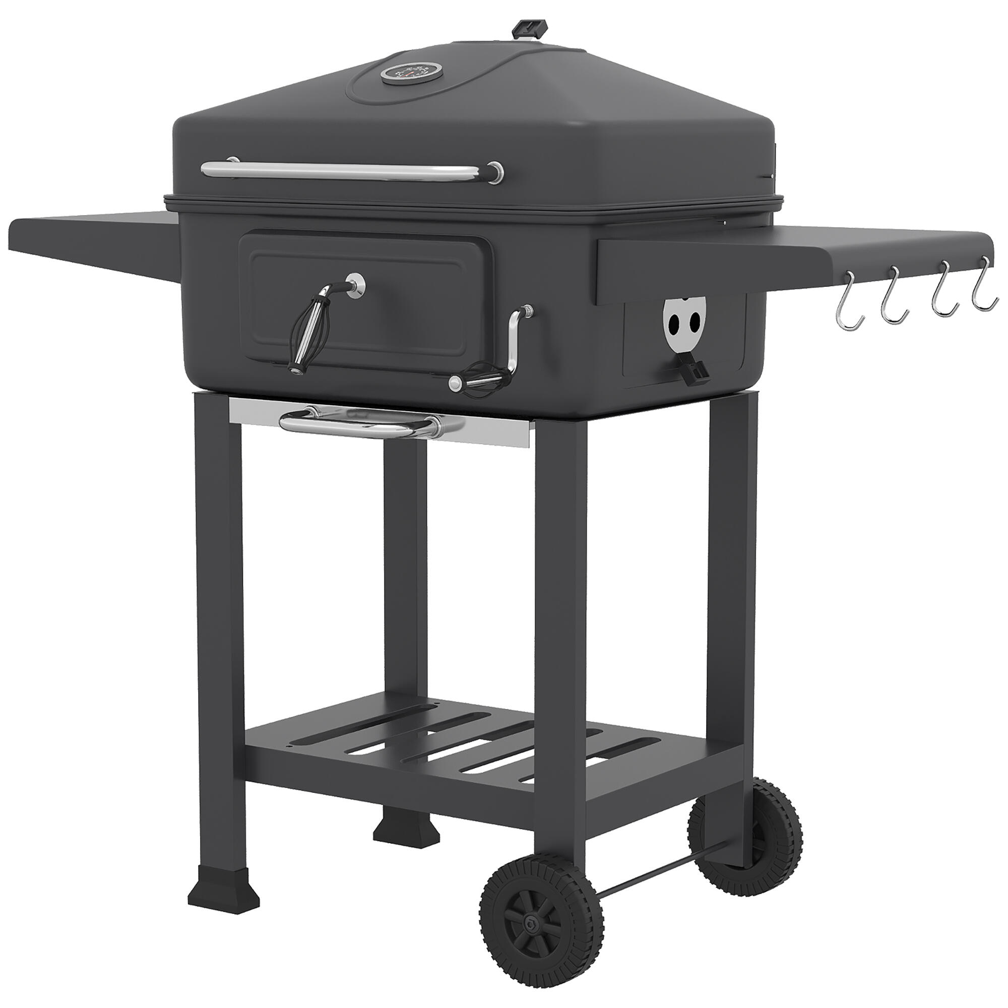 Barbacoa de Carbón Outsunny 112x63x101.5 cm Negro 5/5