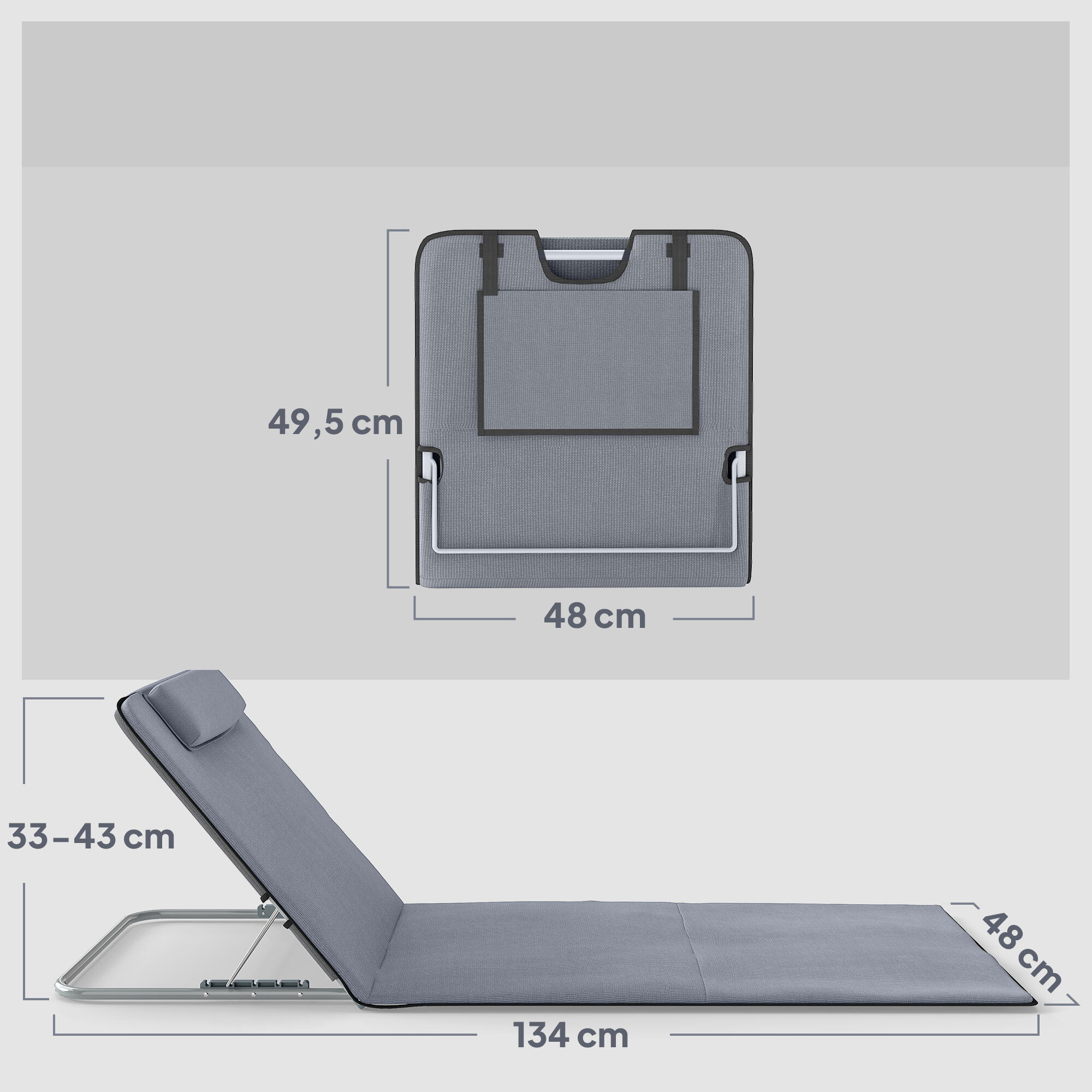 Esterillas de Playa Outsunny 134x48x43 cm Gris 3/6