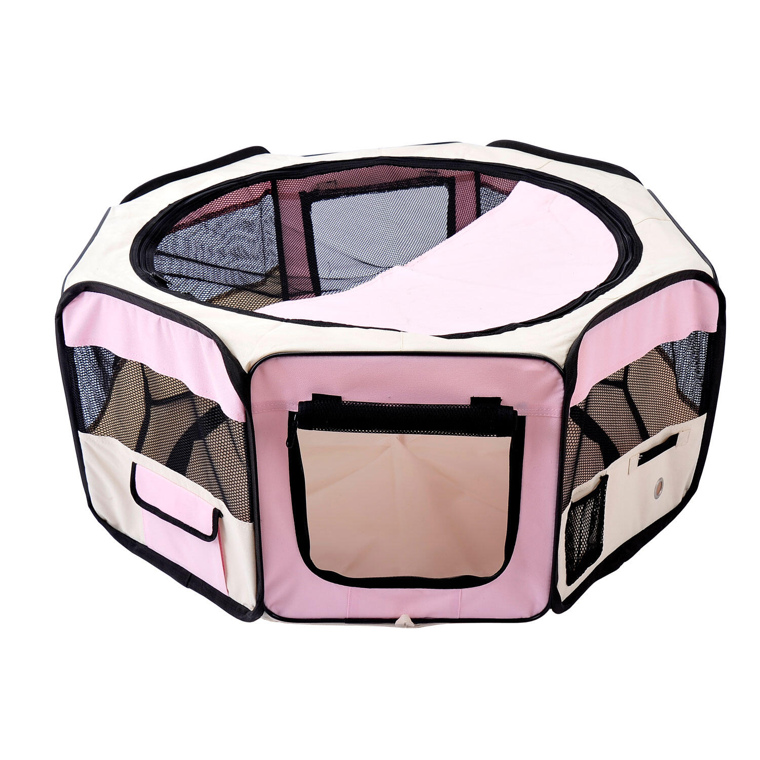 Parque para Mascotas PawHut 90x90x41cm Rosa 1/5