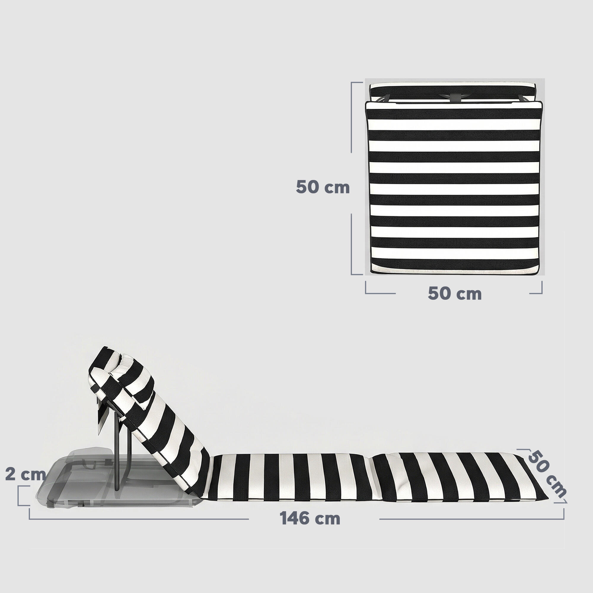 Esterillas de Playa Outsunny 150x50x2 cm Gris y Blanco 3/5