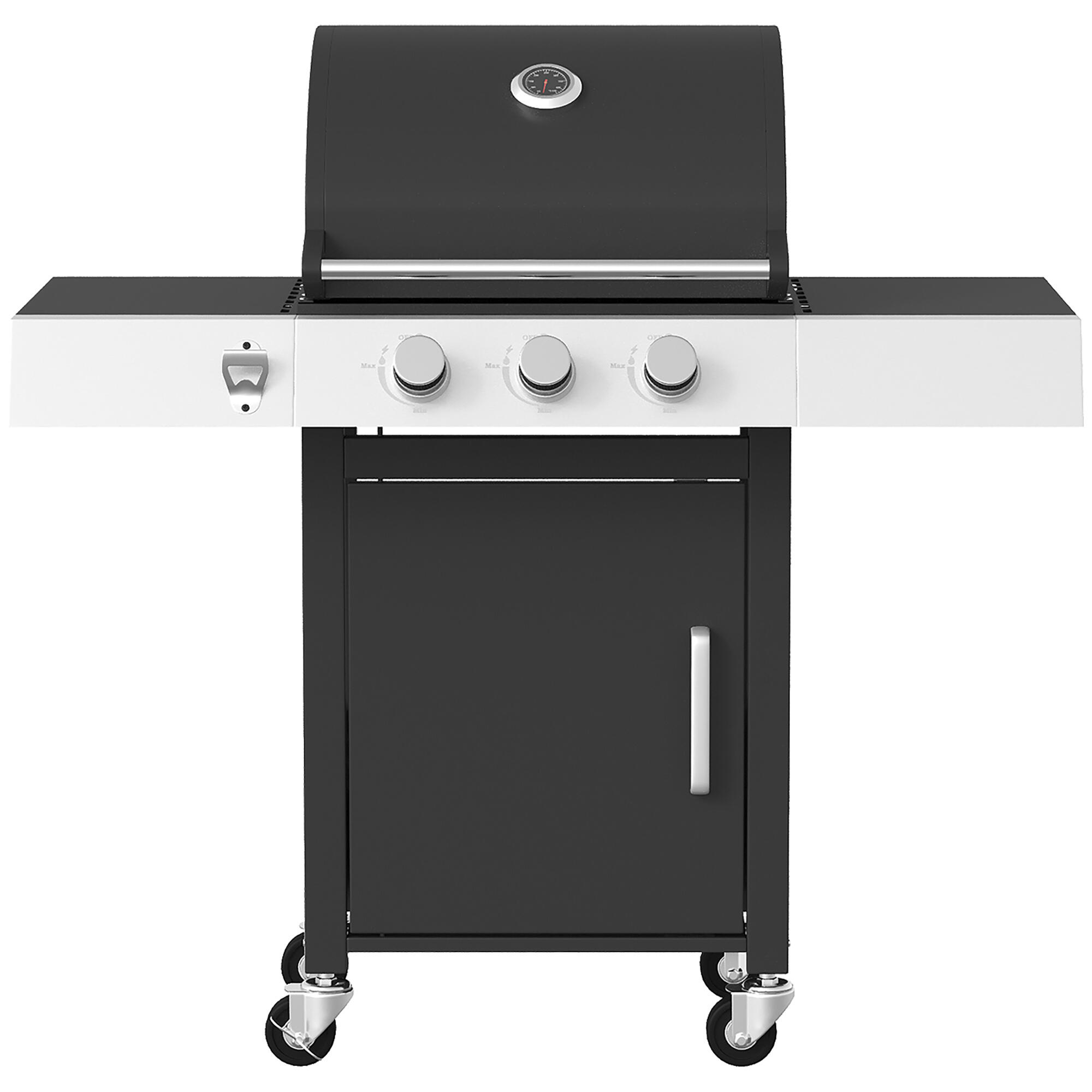 Barbacoa de Gas Outsunny 109x50x109 cm Negro 5/5
