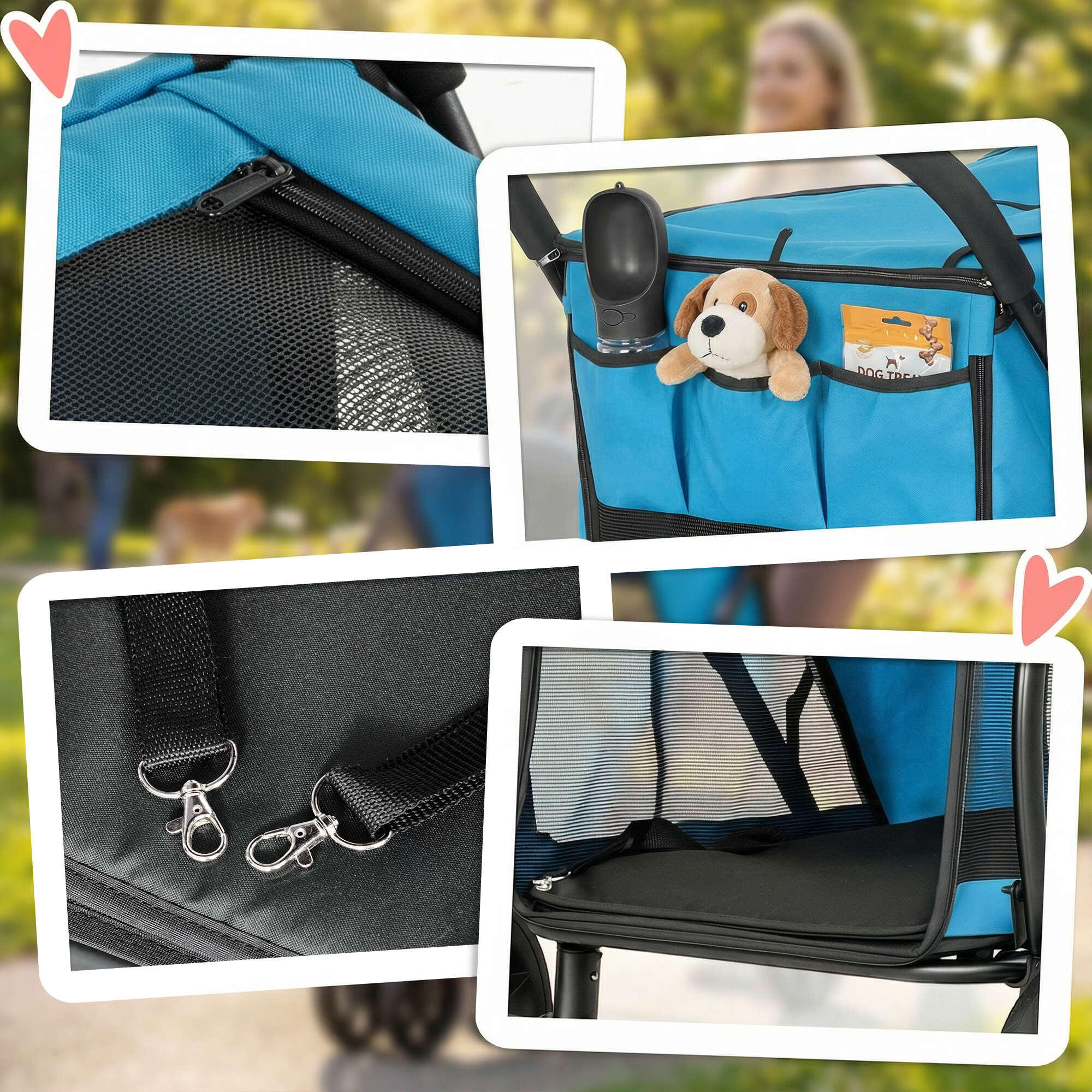 Carrito para Perros PawHut 92x63x95 cm Azul 4/5